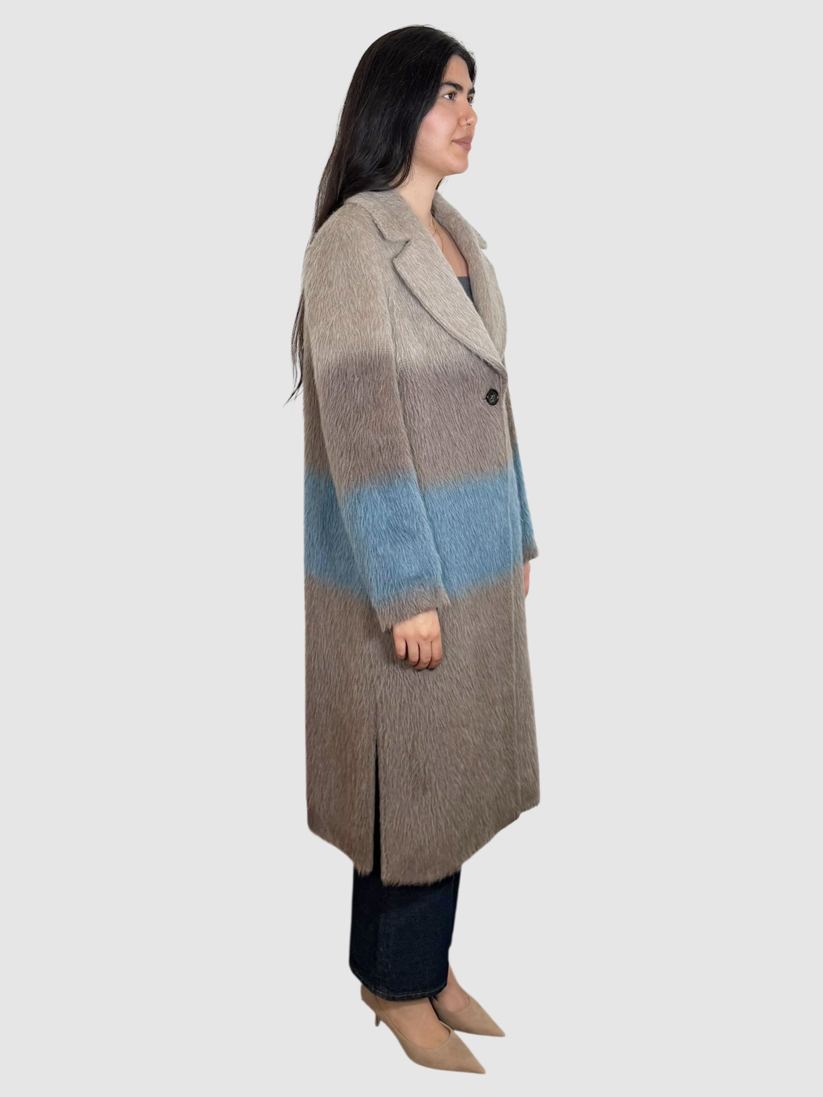 Stripe Alpaca Coat