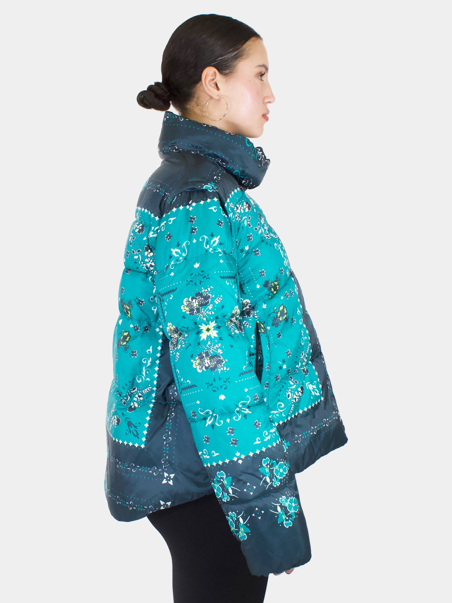 Paisley Print Puffer Coat - Size 8