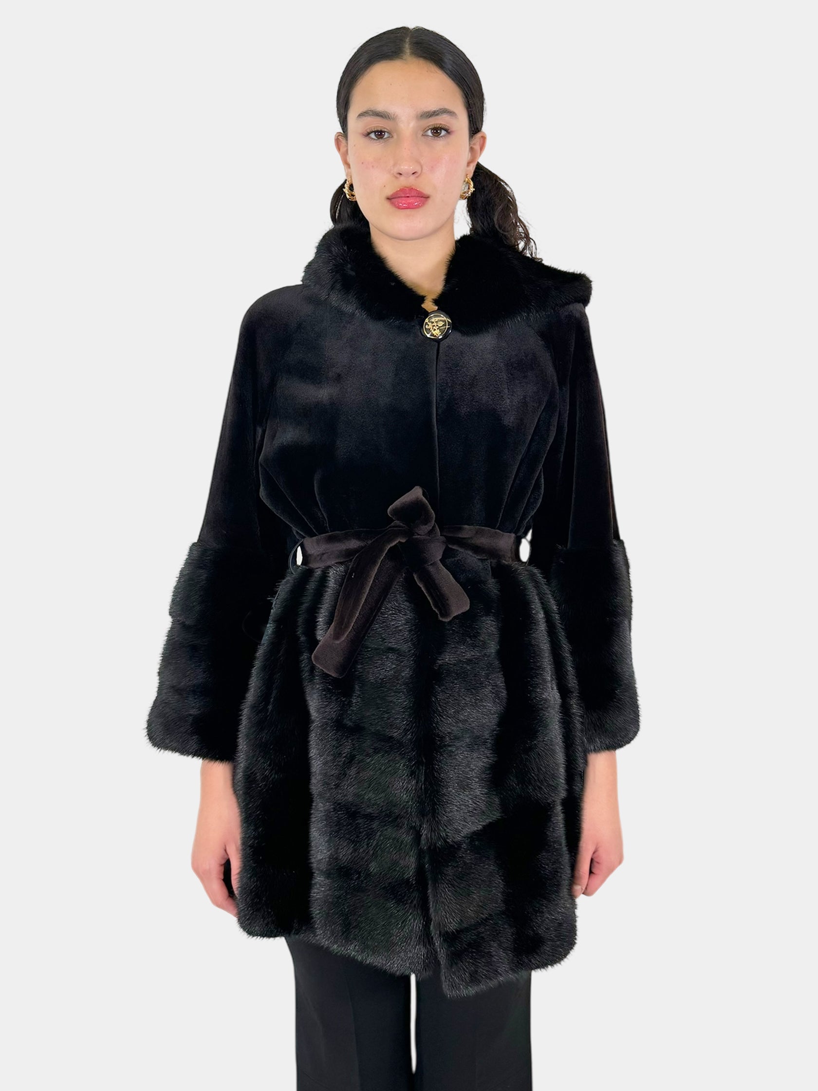Three-Quarter Sleeve Mink Coat - Size L