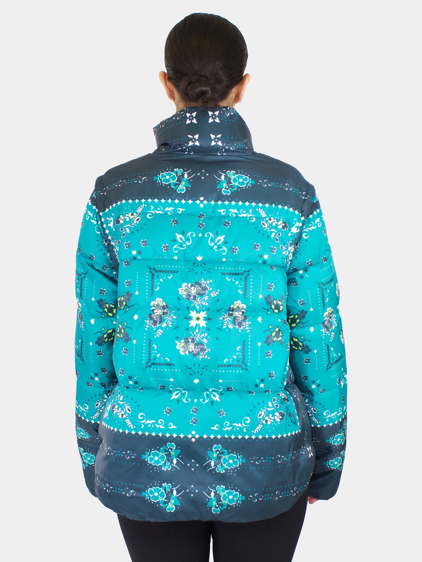 Paisley Print Puffer Coat - Size 8