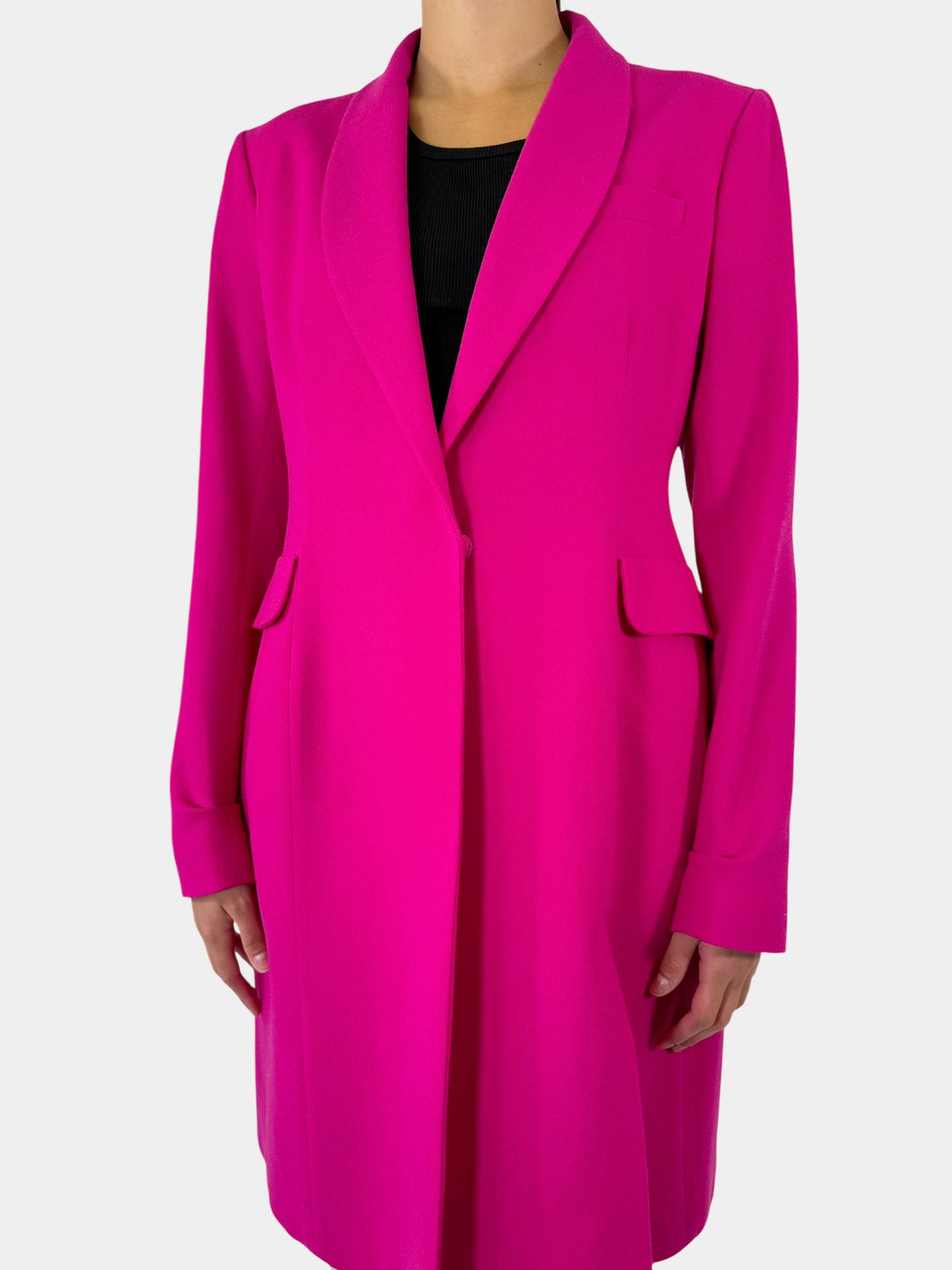 Single-Button Wool Coat - Size 10