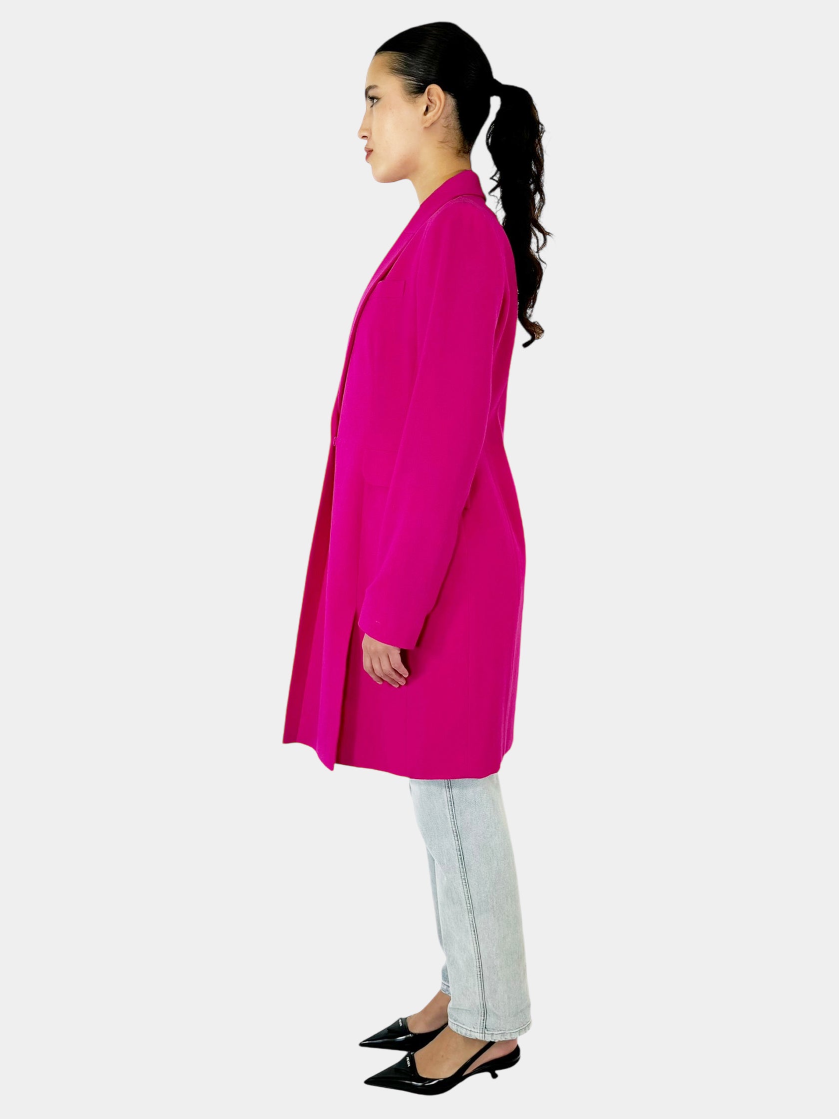 Single-Button Wool Coat - Size 10