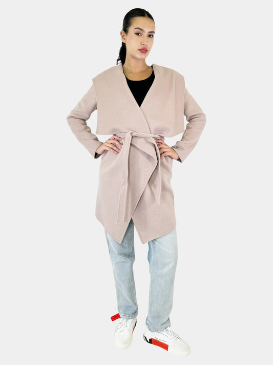 Samia Hooded Asymmetrical Wrap Coat - Size M