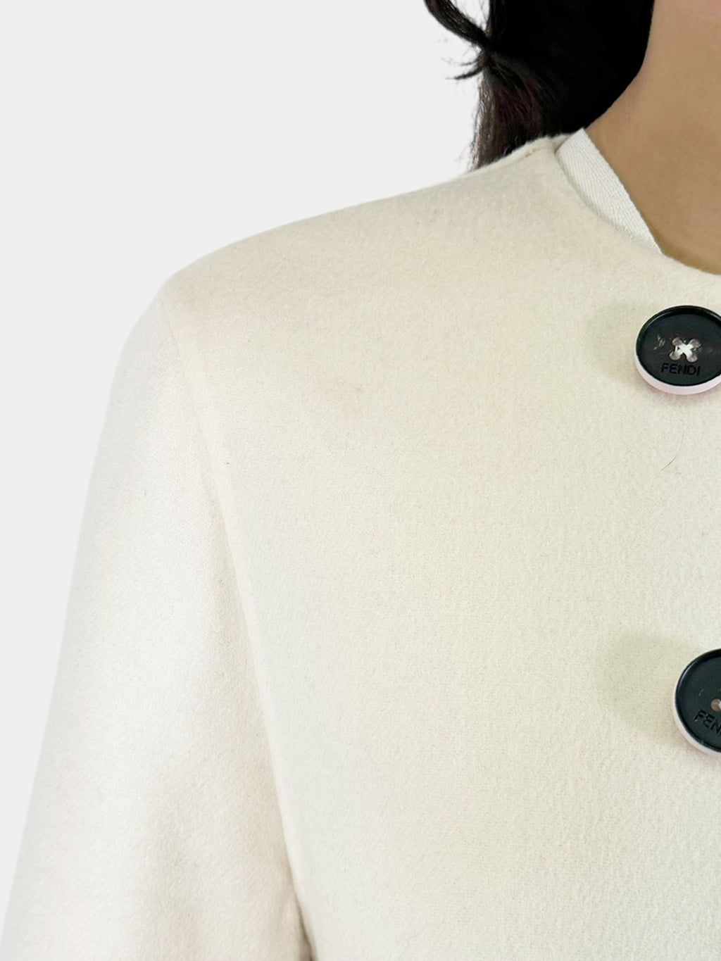 Stripe Accent Double-Breasted Coat - Size 40