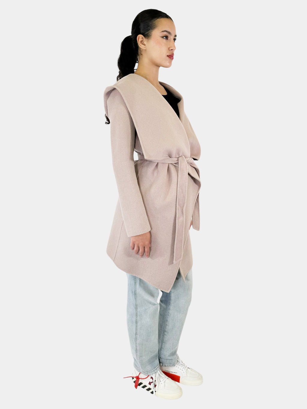 Samia Hooded Asymmetrical Wrap Coat - Size M