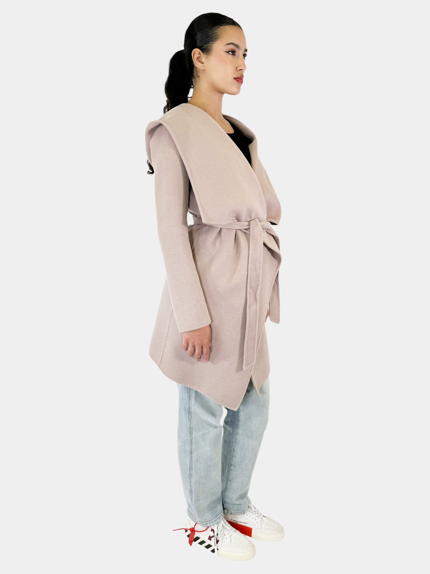 Samia Hooded Asymmetrical Wrap Coat - Size M