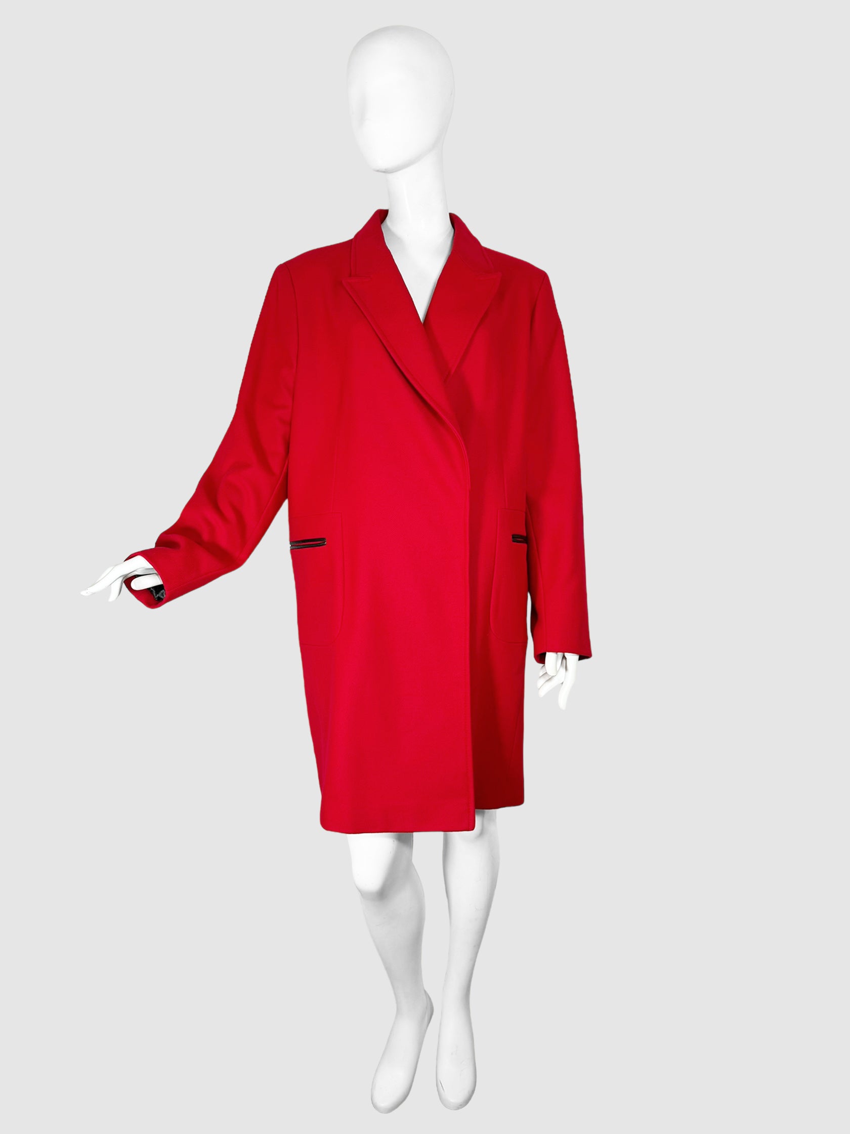 Wool Single-Breasted Coat - Size 18