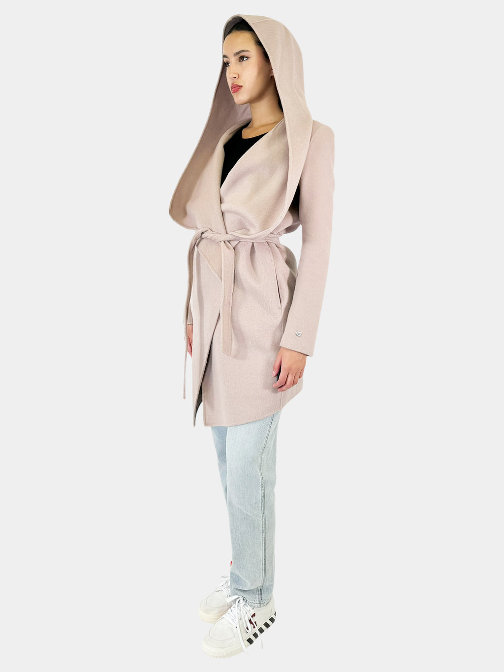 Samia Hooded Asymmetrical Wrap Coat - Size M