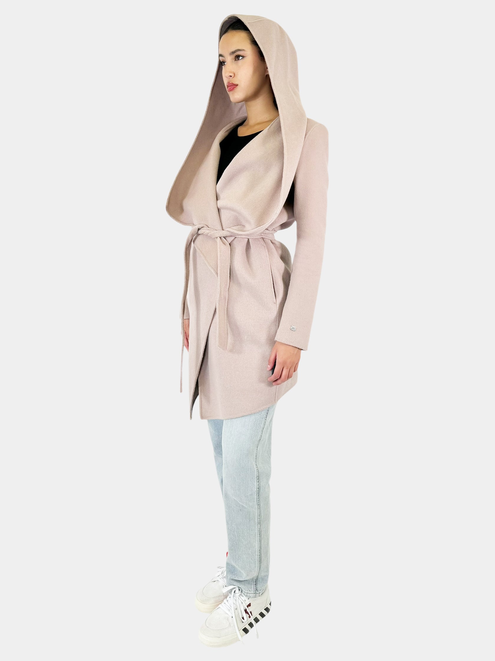 Samia Hooded Asymmetrical Wrap Coat - Size M