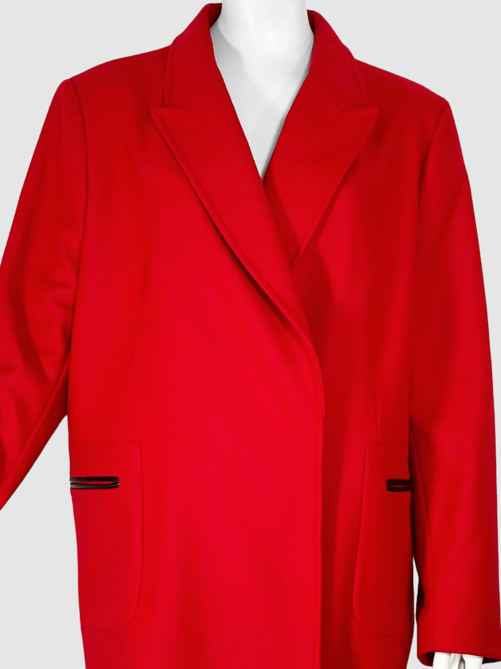 Wool Single-Breasted Coat - Size 18