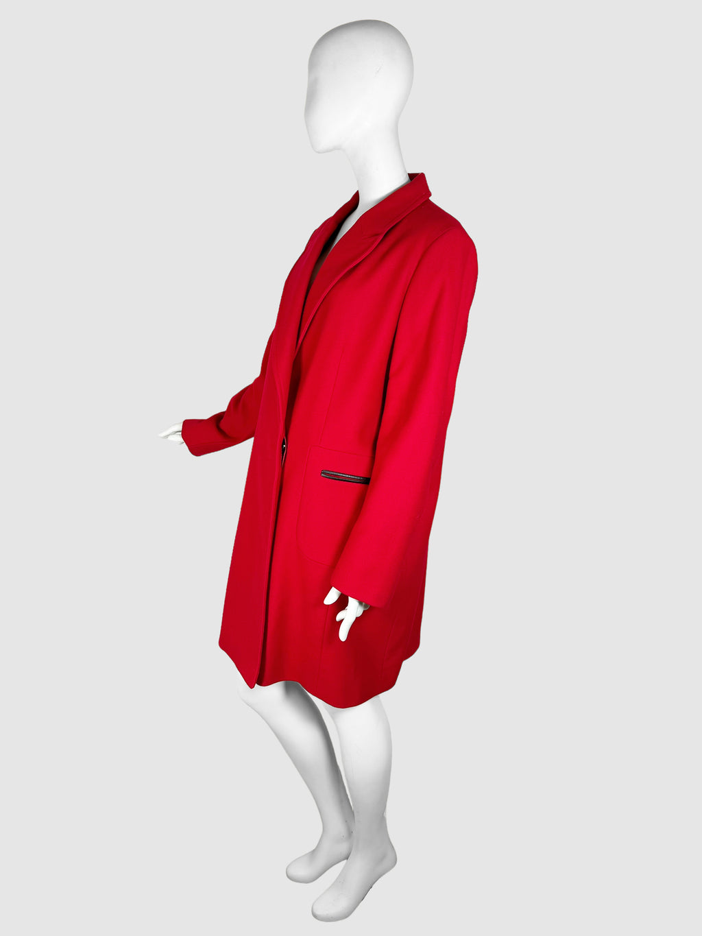 Wool Single-Breasted Coat - Size 18