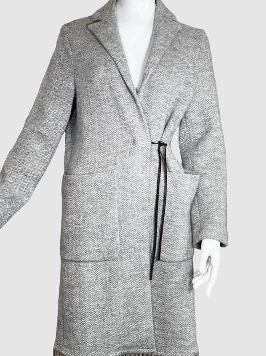 Fabiana Filippi Tweed Coat with Fringe Trim - Size XXS