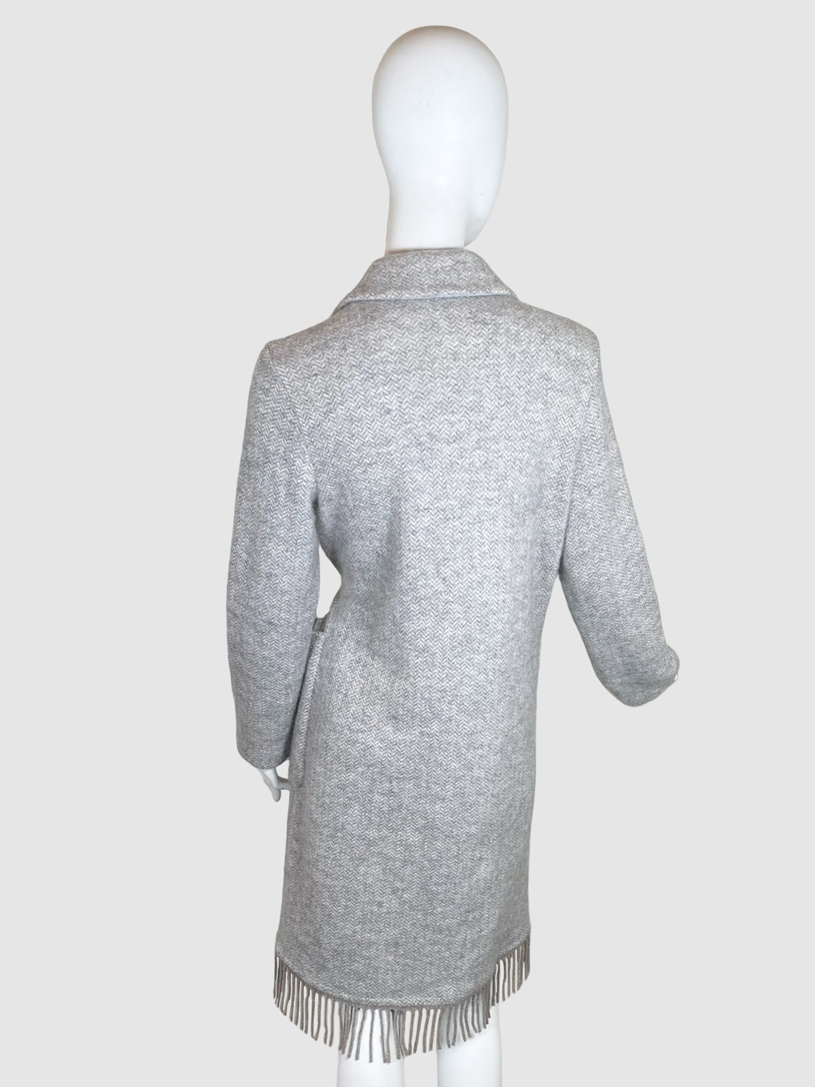 Fabiana Filippi Tweed Coat with Fringe Trim - Size XXS