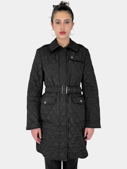 Diamond Quilted Belted Down Coat - Size L