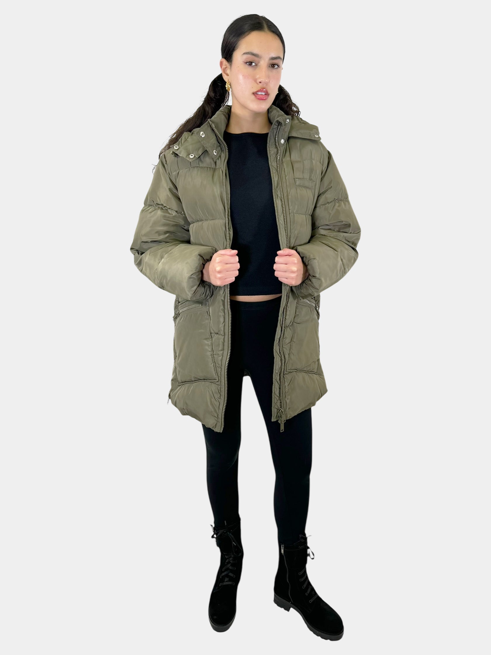 Oversized Tech Puffer Midi Jacket - Size S/M