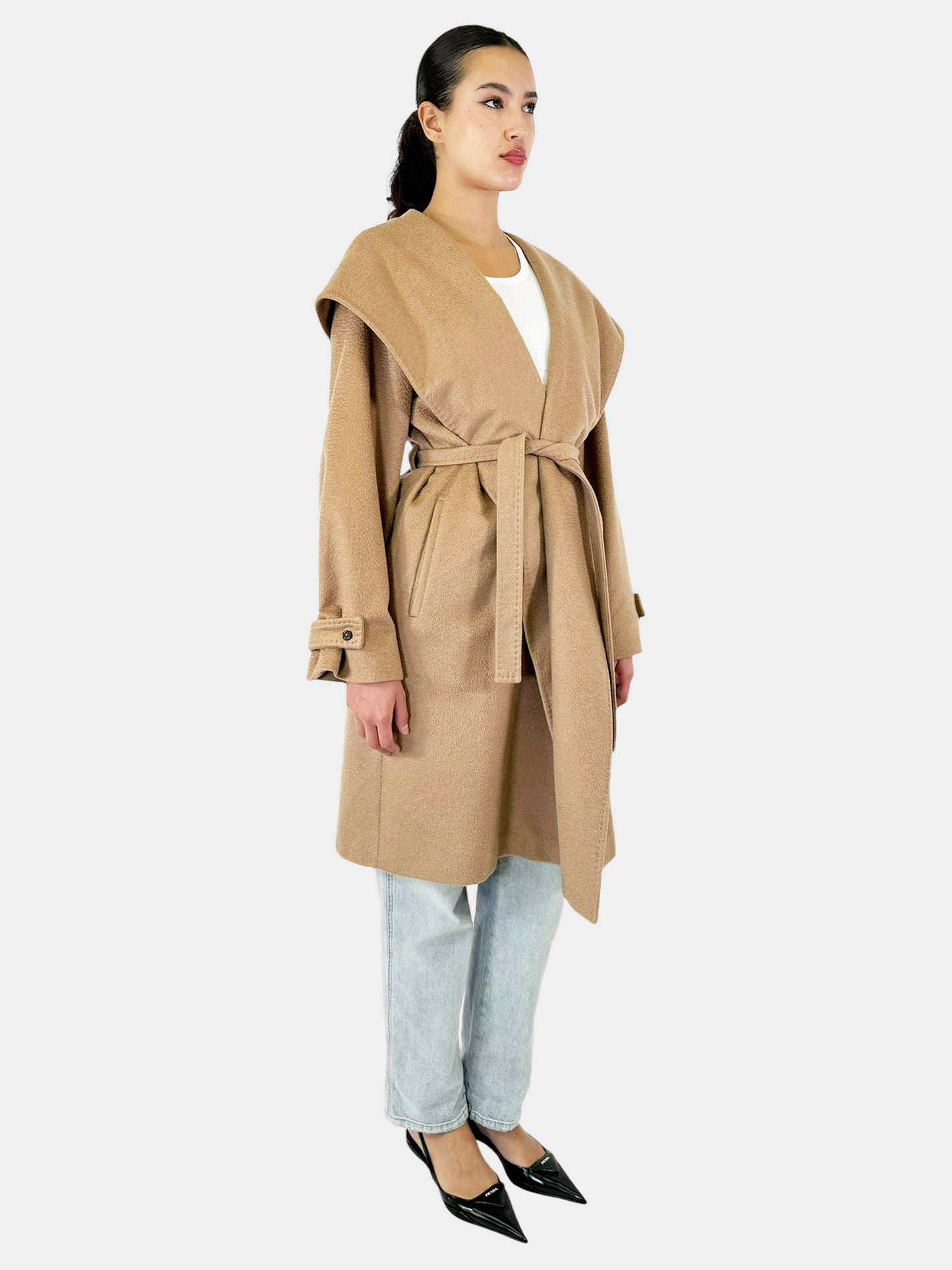 Cashmere Wool Wrap Coat - Size 12