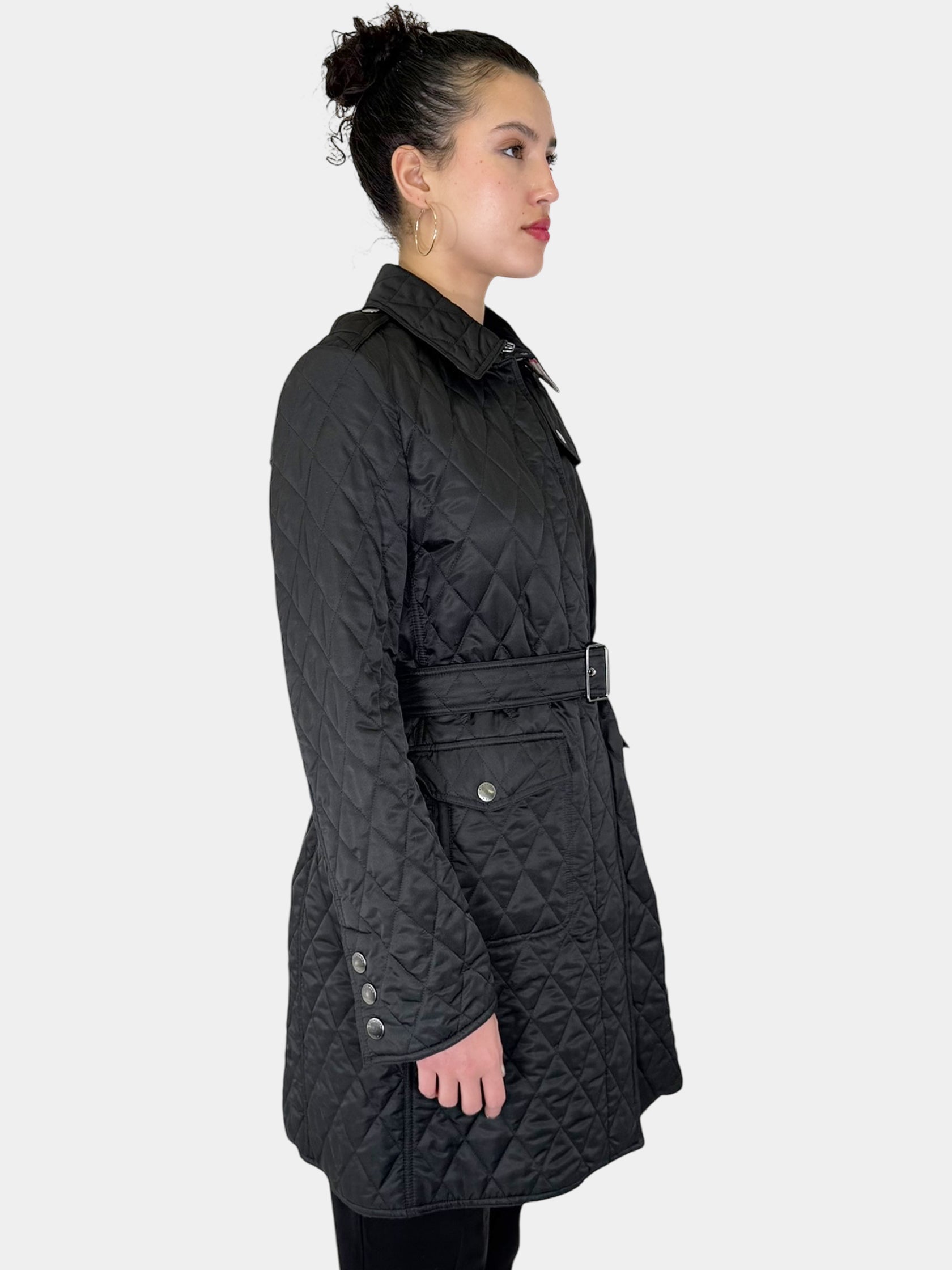 Diamond Quilted Belted Down Coat