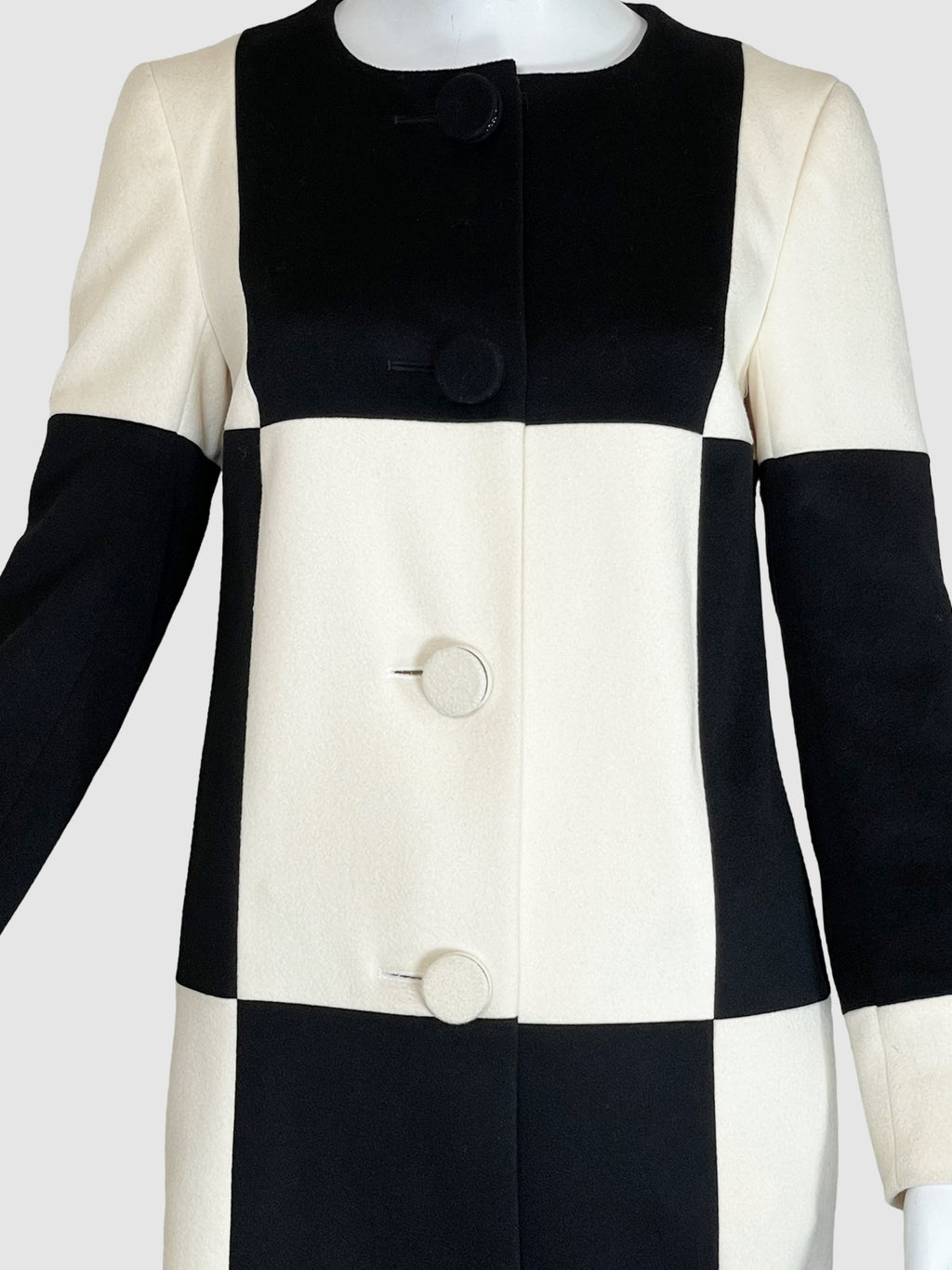 Wool Check Coat - Size 34