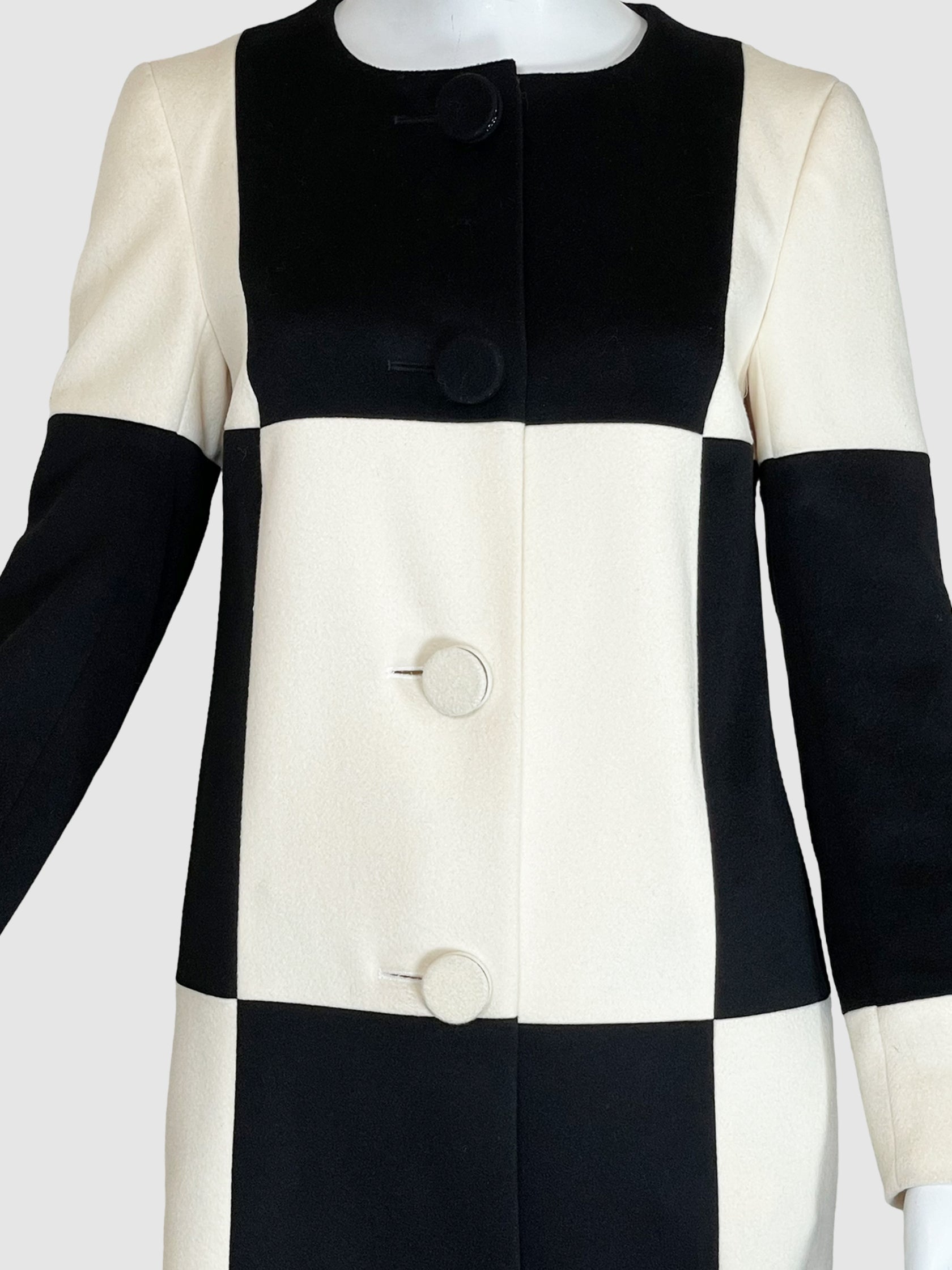 Wool Check Coat - Size 34