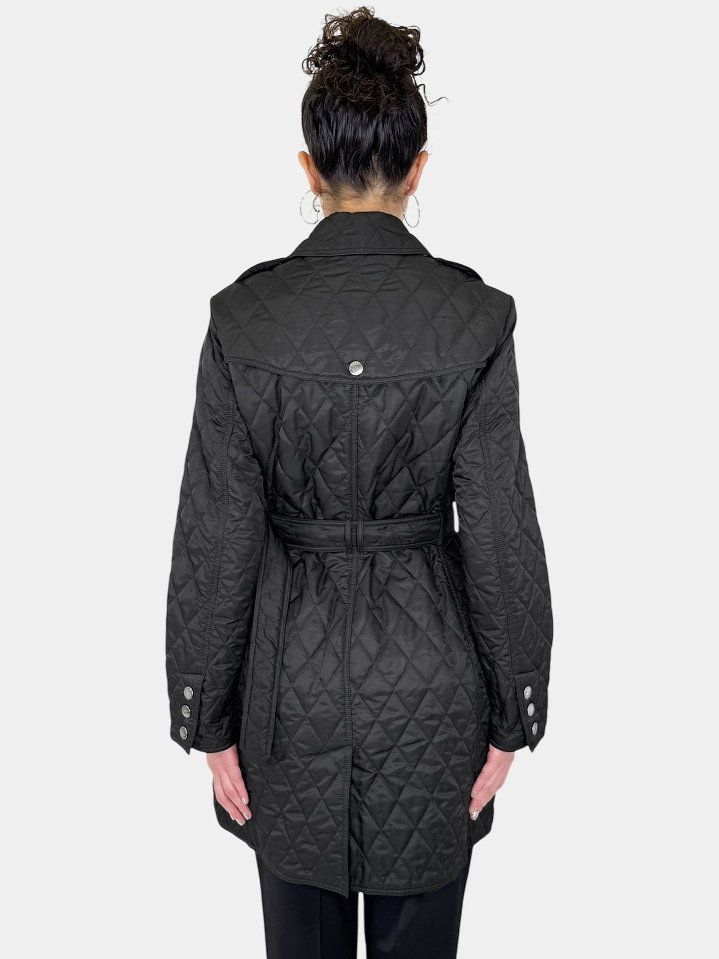 Diamond Quilted Belted Down Coat - Size L