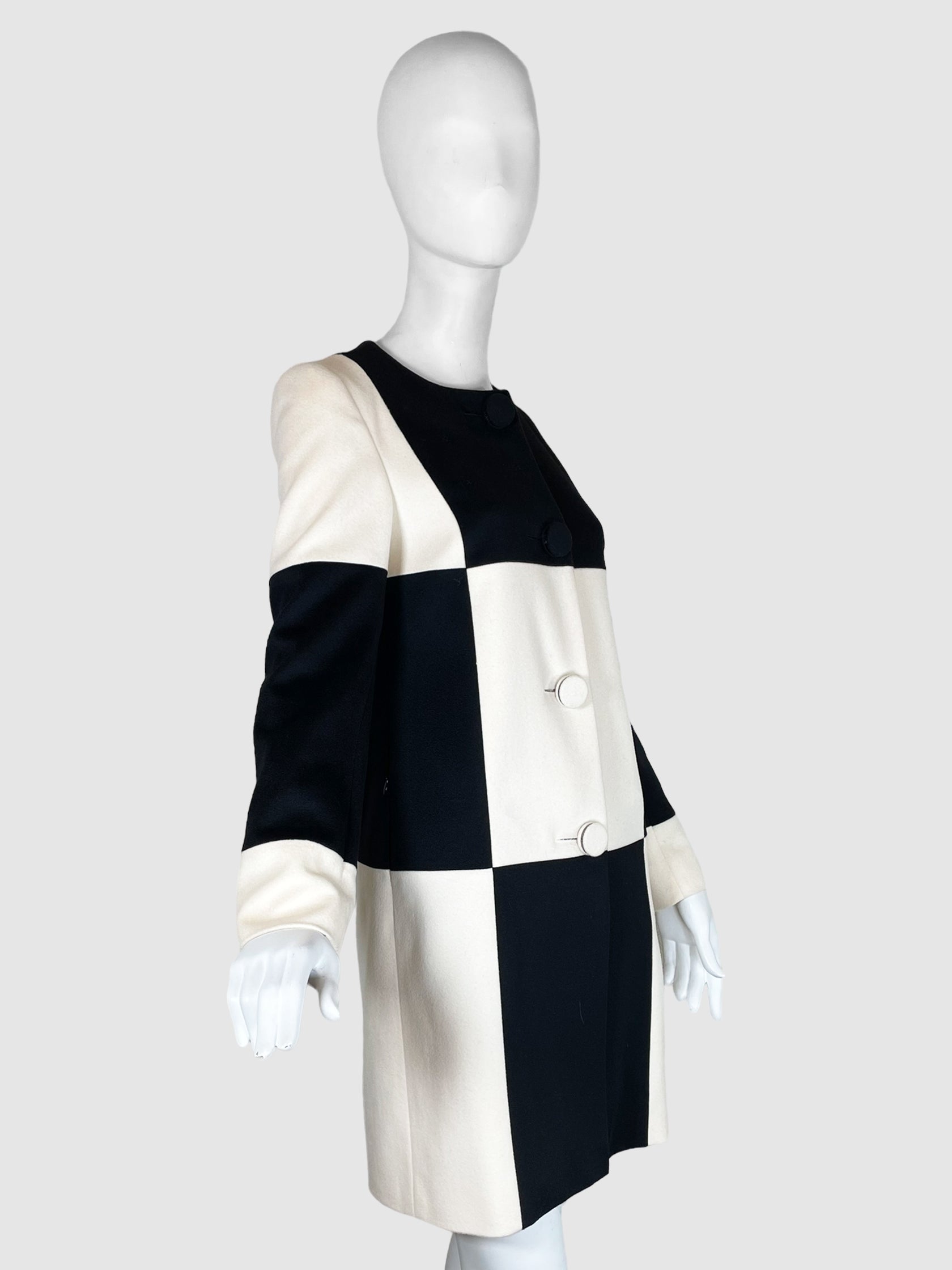 Wool Check Coat - Size 34