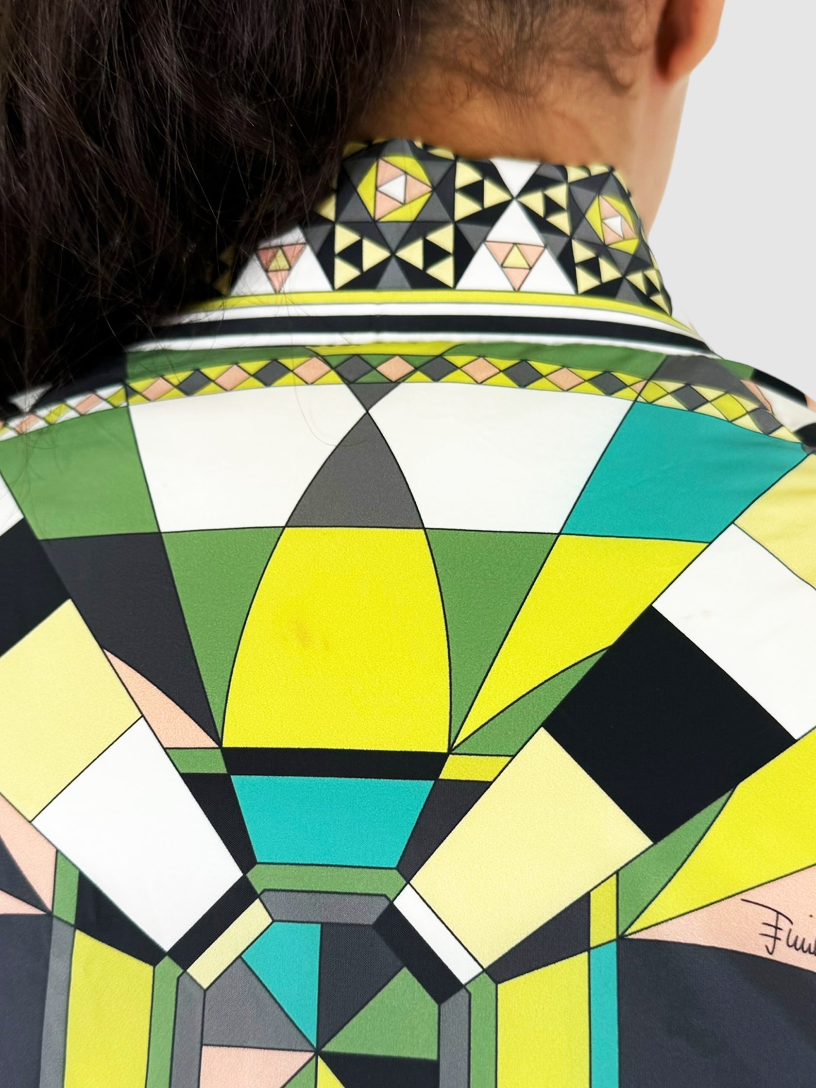 Geometric Print Puffer Coat - Size 6