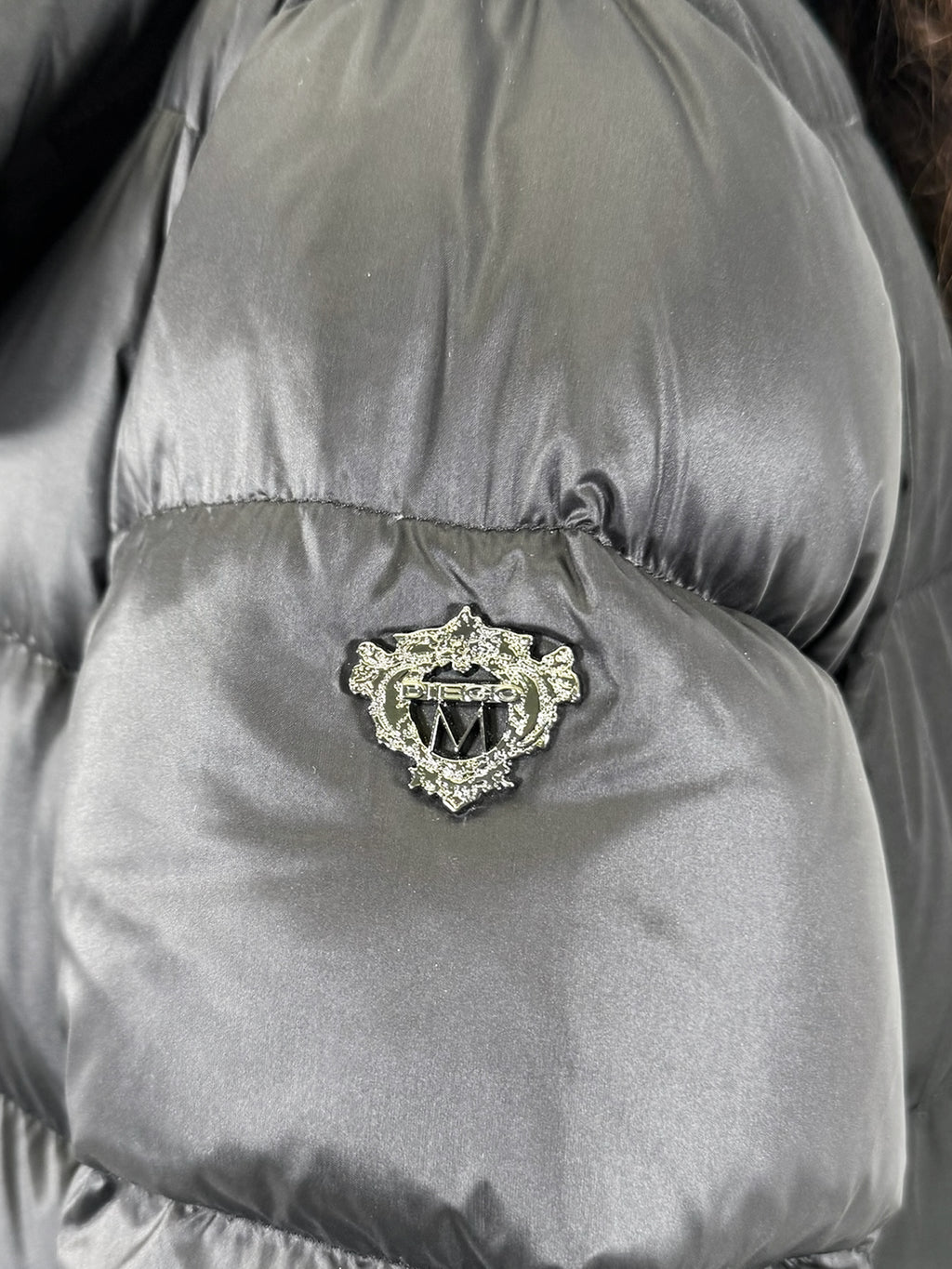 Faux Fur Trim Quilted Coat - Size L