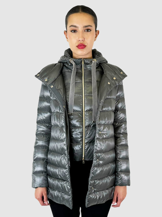 Quilted Down Puffer Coat - Size 40