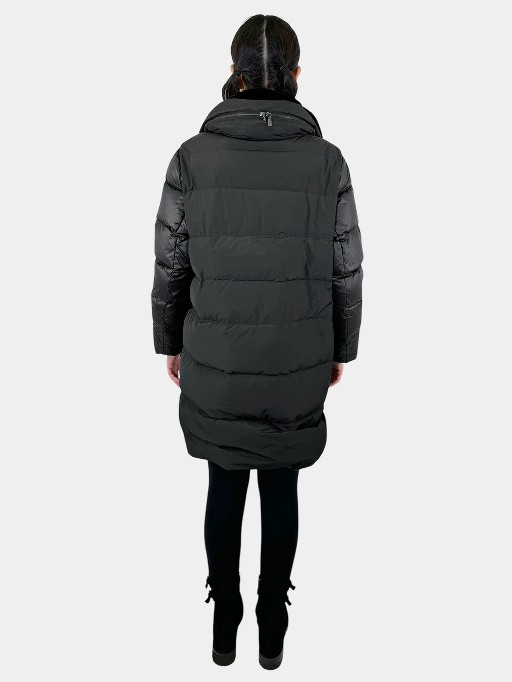 Faux Fur Trim Quilted Coat - Size L