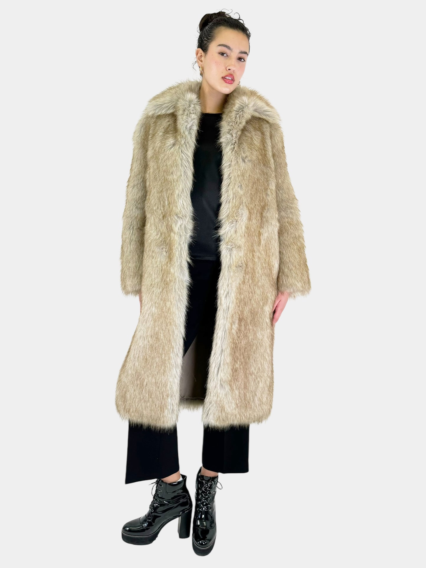 Faux Fur Long Coat - Size XXS