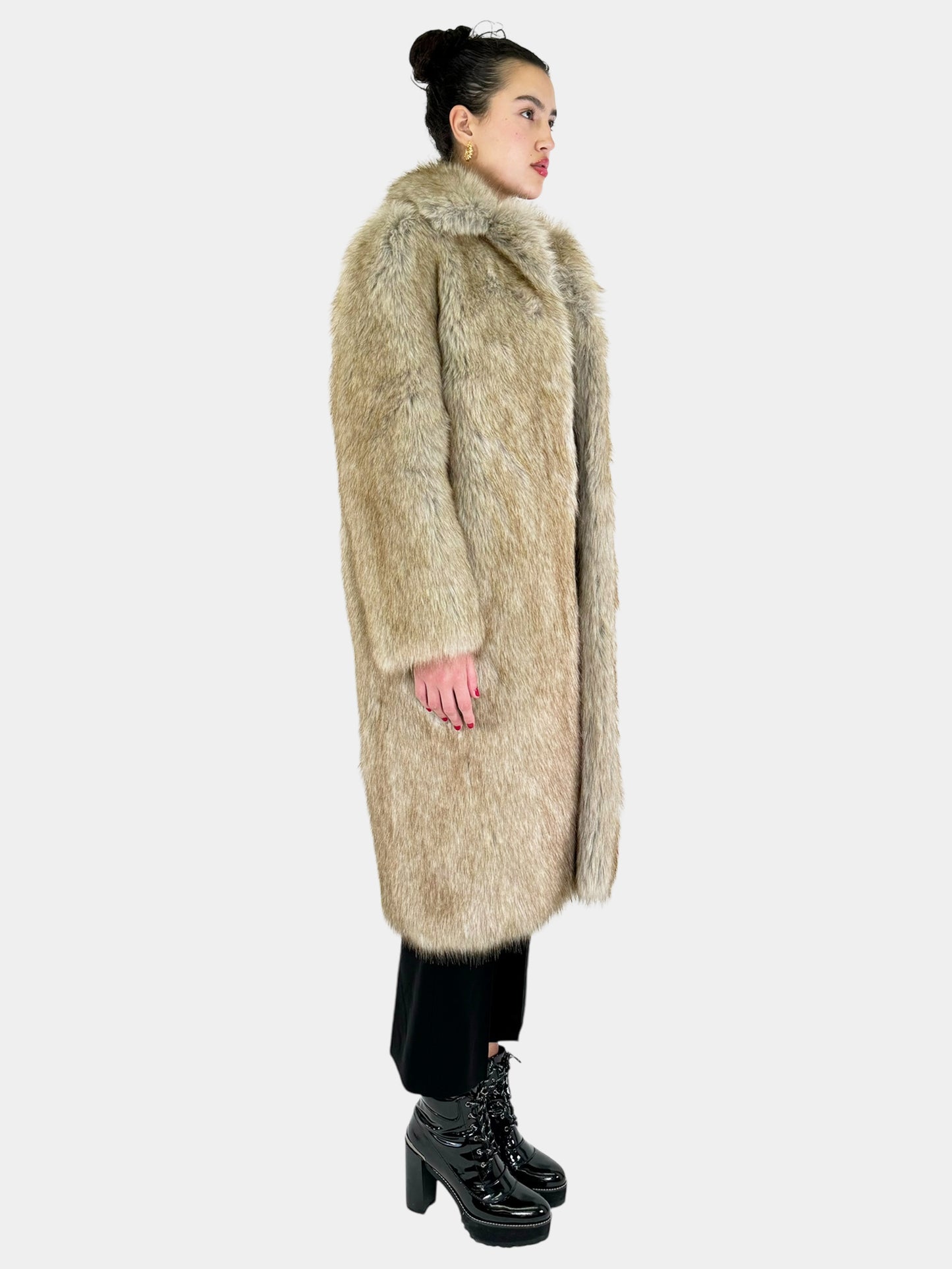 Faux Fur Long Coat - Size XXS