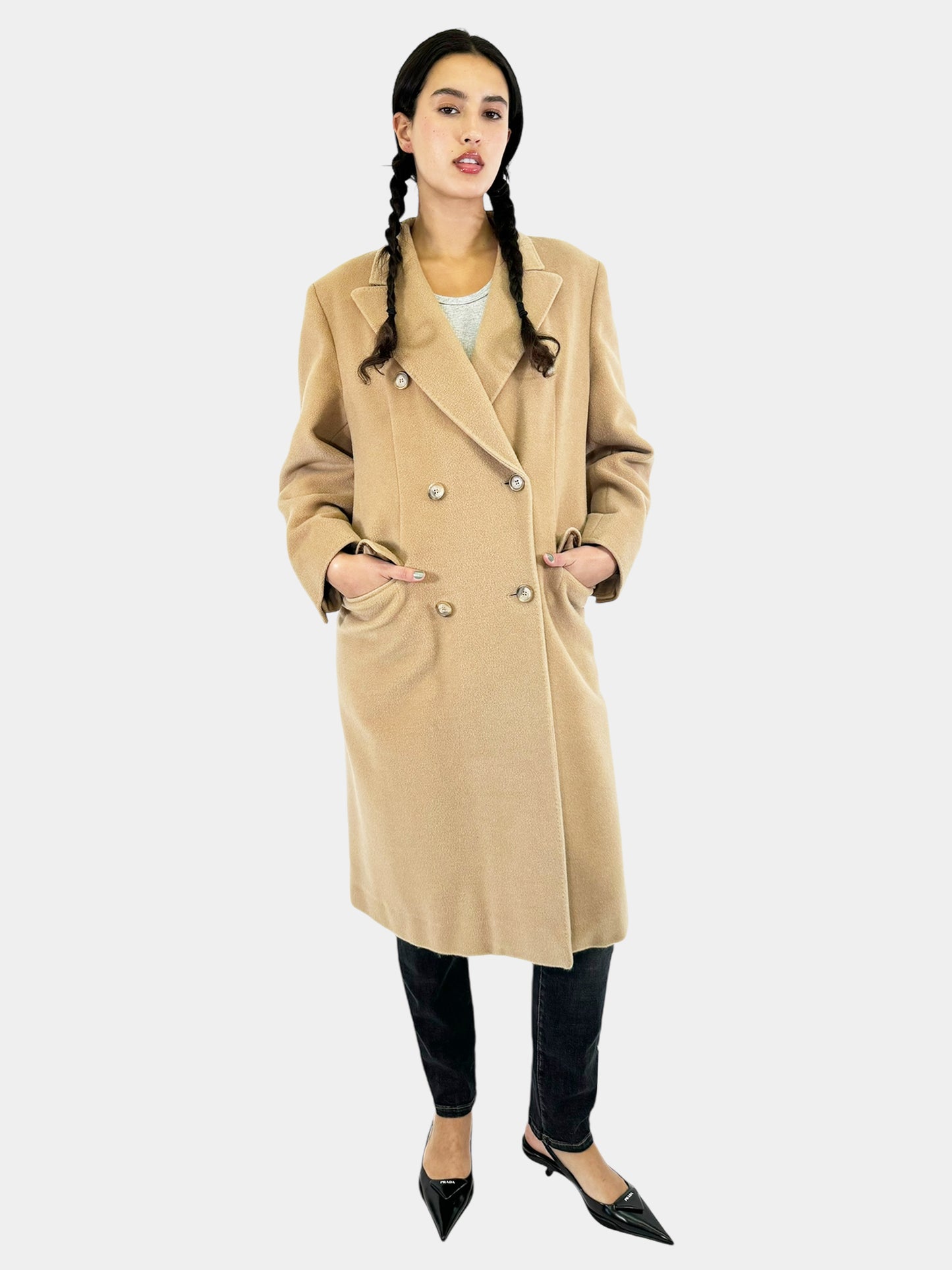 Wool Double-Breasted Coat - Size M