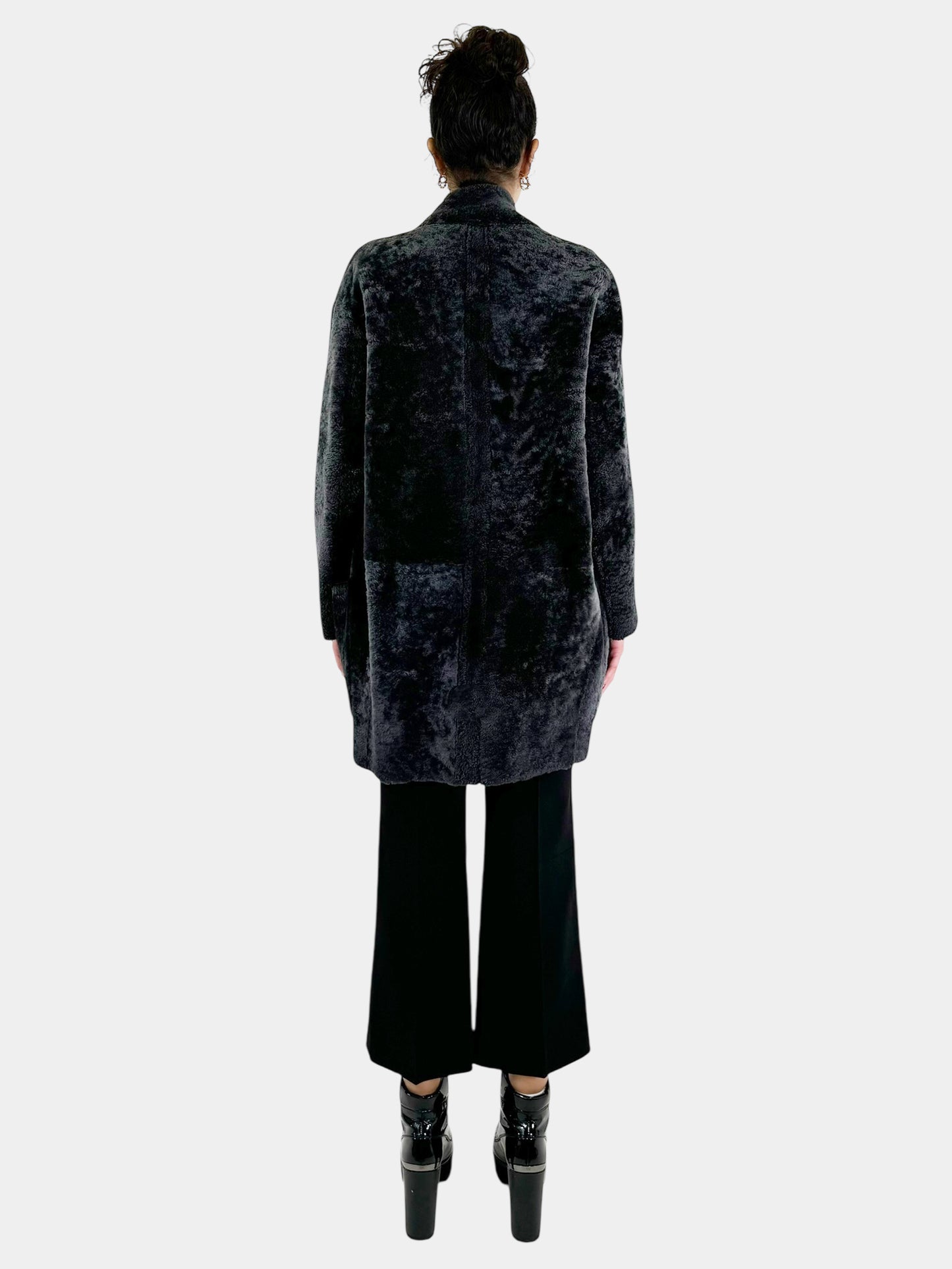 Shearling Open Coat - Size 34