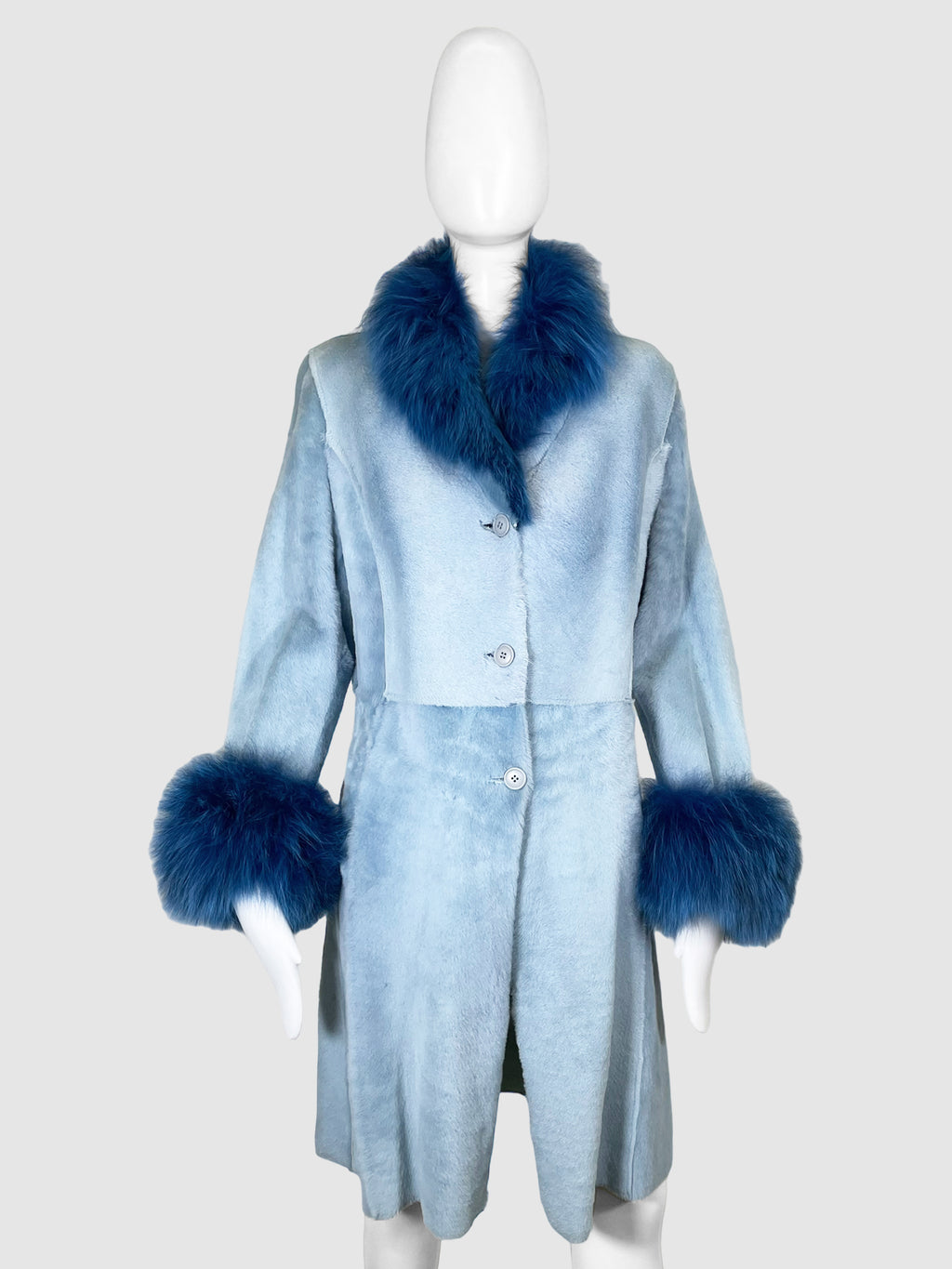 Shearling Faux Fur Trimmed Coat - Size 44