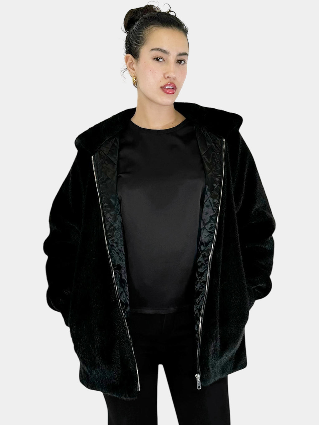 Faux Fur Zip-Up Jacket