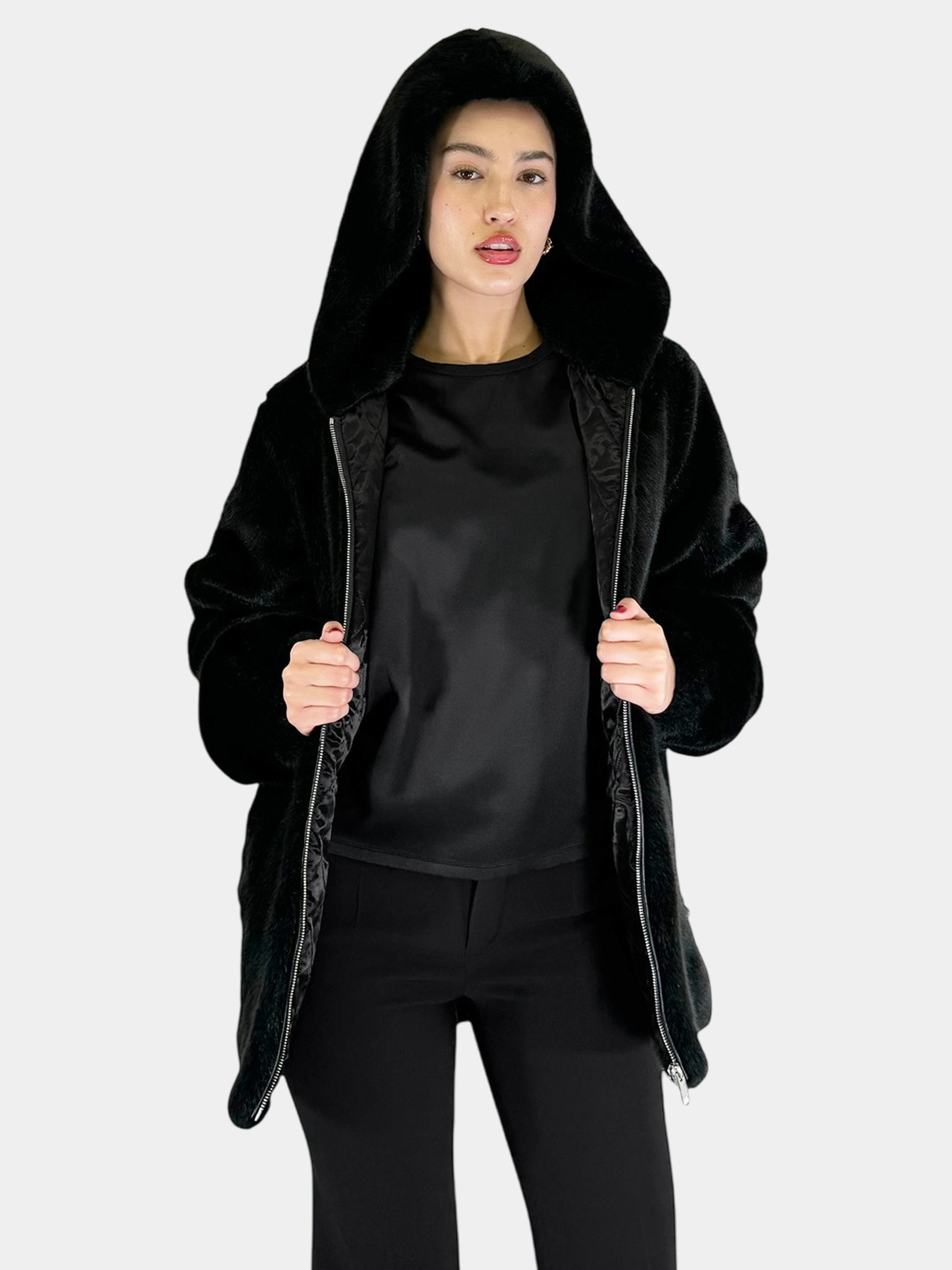 Faux Fur Zip-Up Jacket