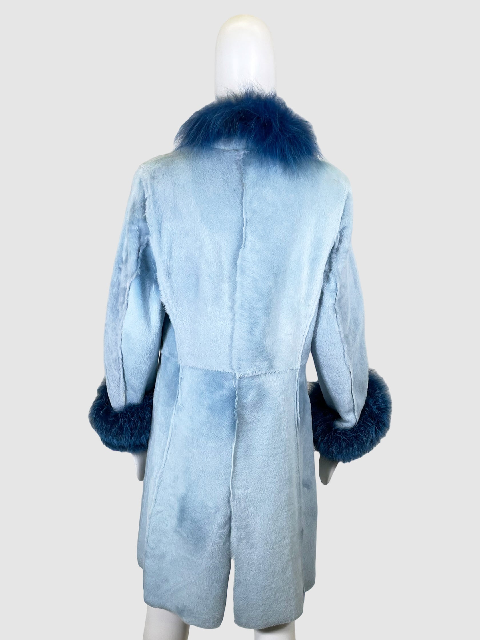 Shearling Faux Fur Trimmed Coat - Size 44