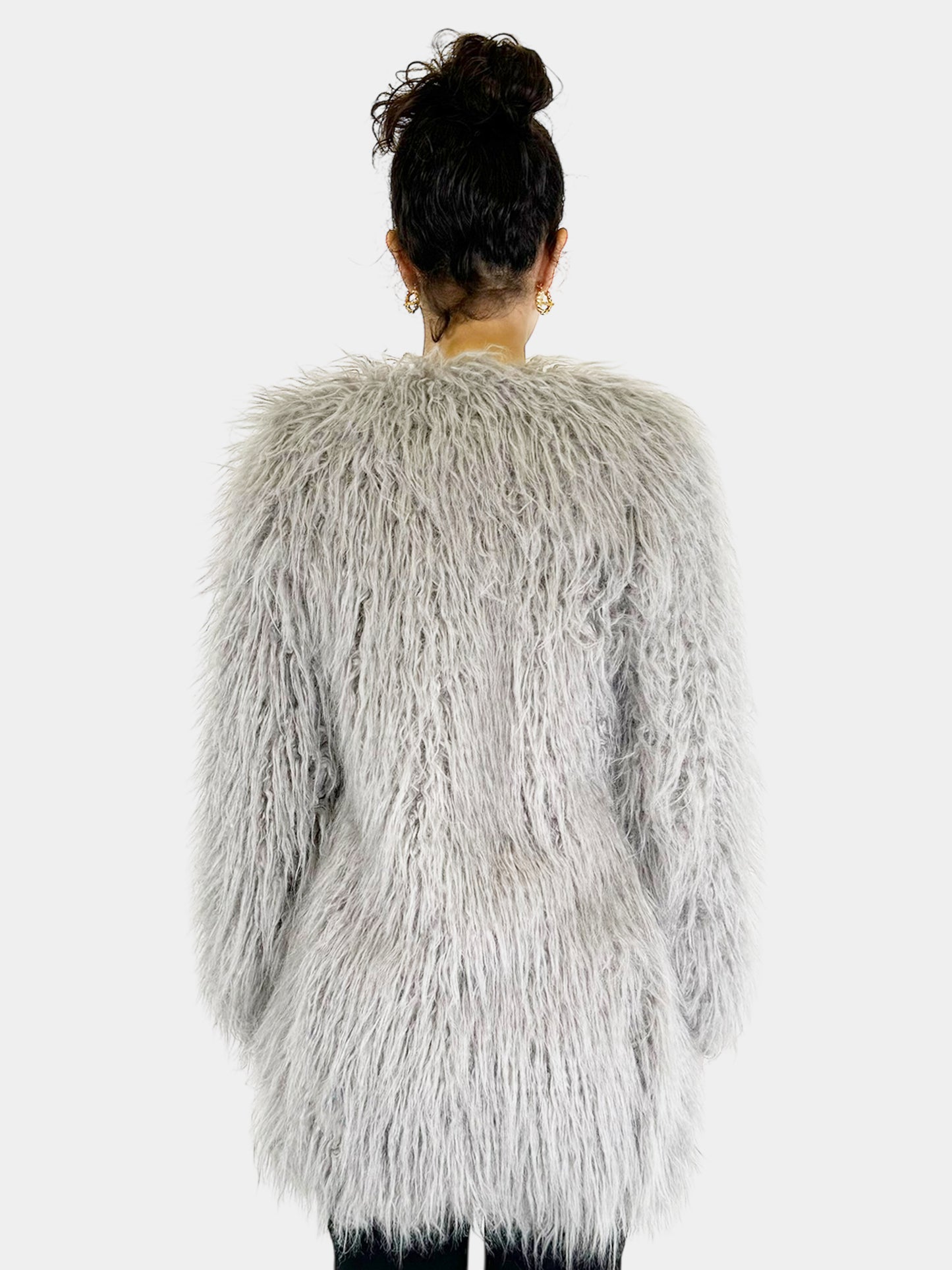 Faux Fur Single Clasp Coat - Size S