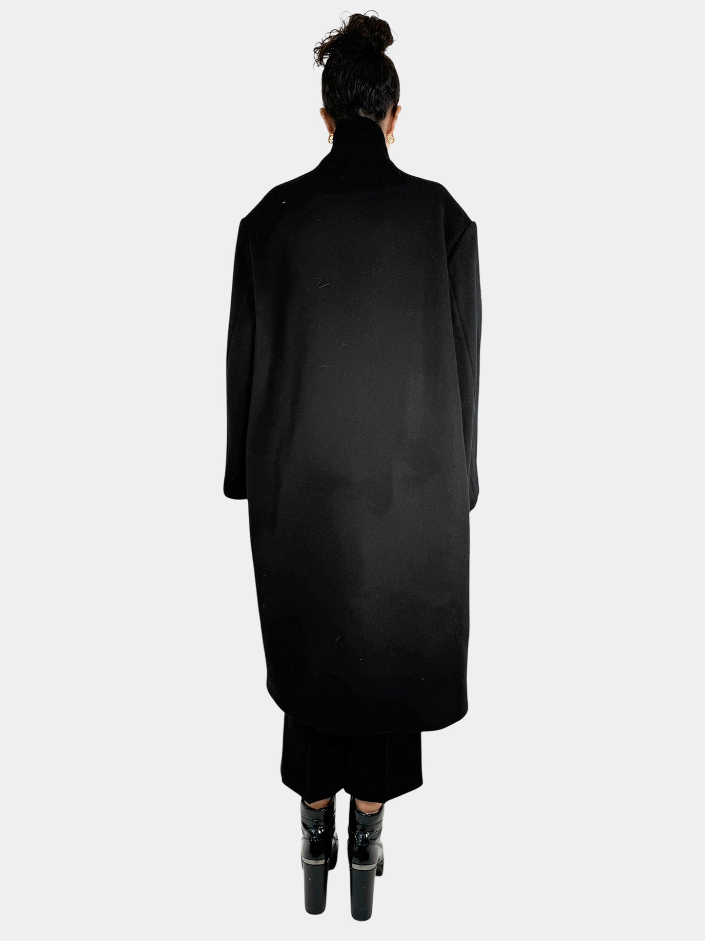 Single Button Long Wool Coat - One Size