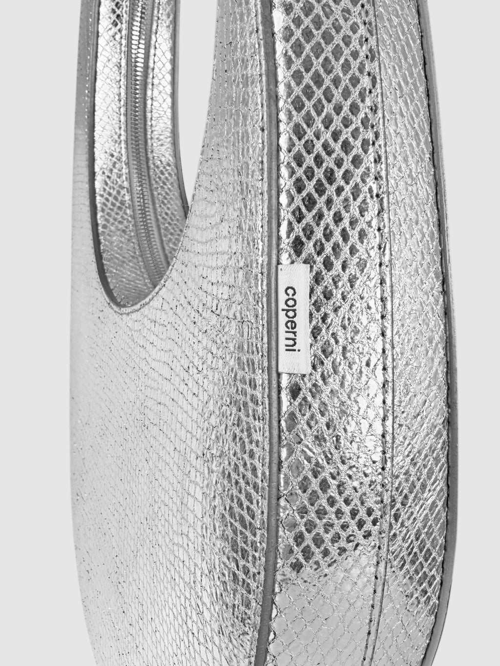 Coperni Silver Python-Embossed Metallic Leather Swipe Shoulder Bag luxury designer resale consignment secondhand toronto canada