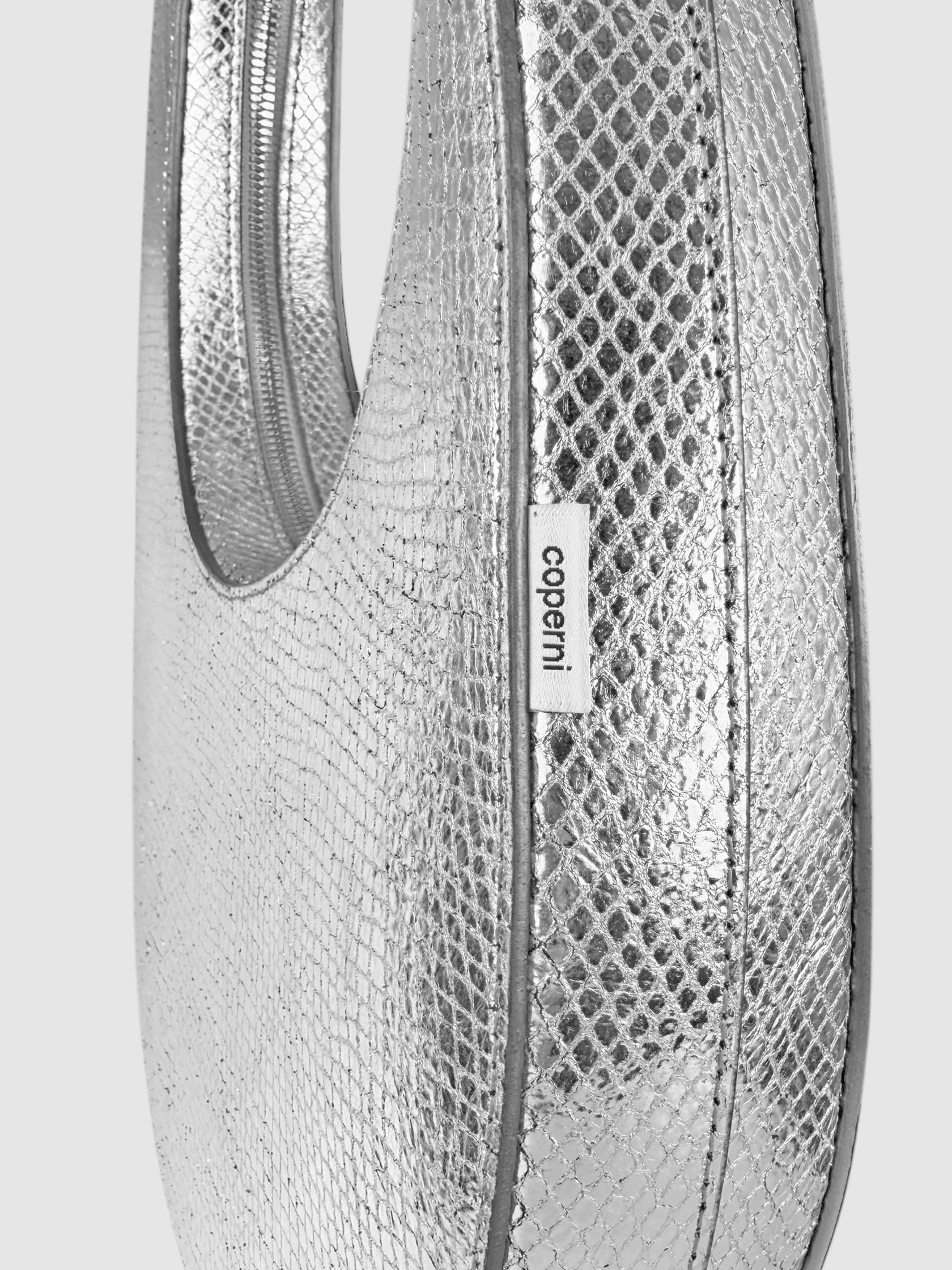 Coperni Silver Python-Embossed Metallic Leather Swipe Shoulder Bag luxury designer resale consignment secondhand toronto canada