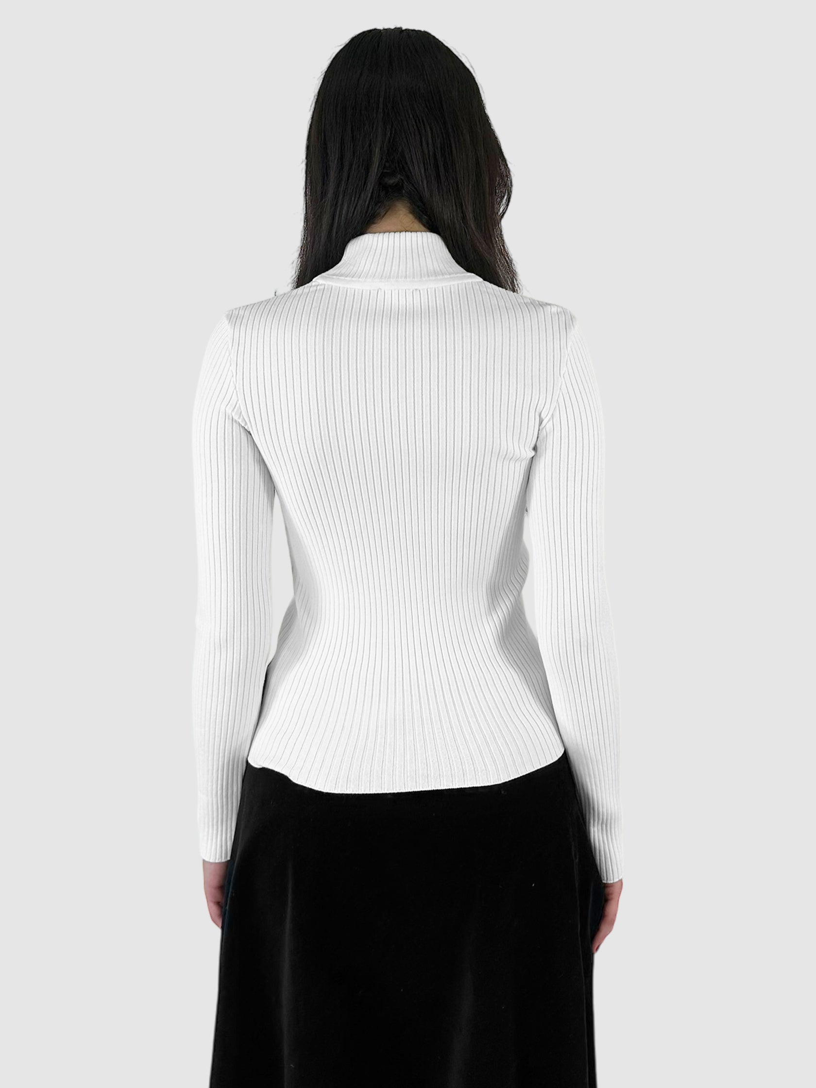 Ribbed Mock Neck Logo Sweater