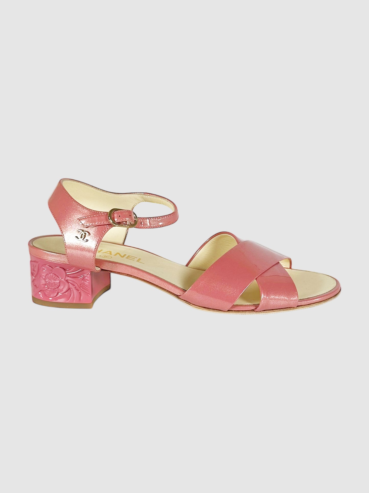 Floral Block Heel Sandals - Size 38.5