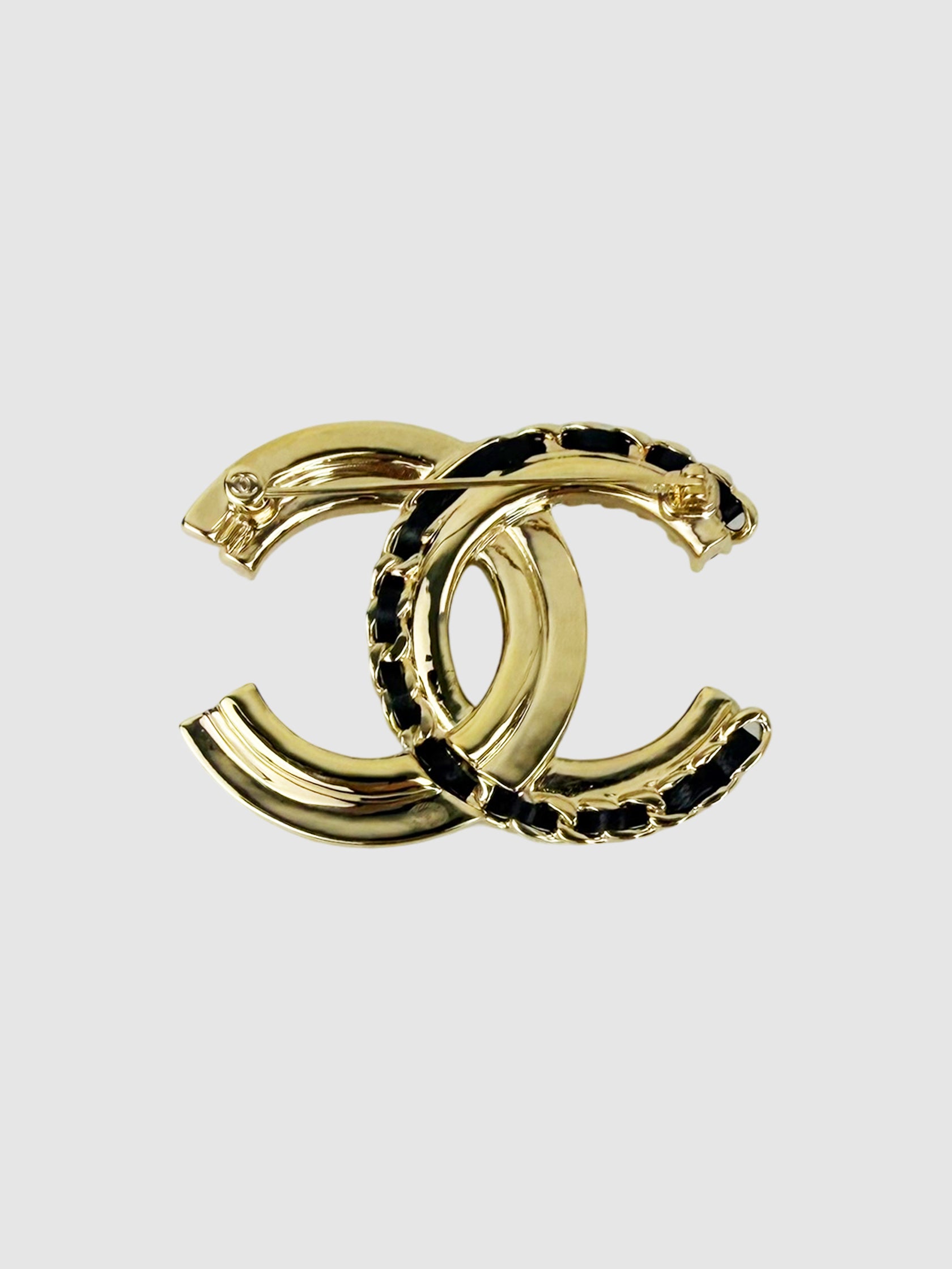 Faux Pearl CC Brooch