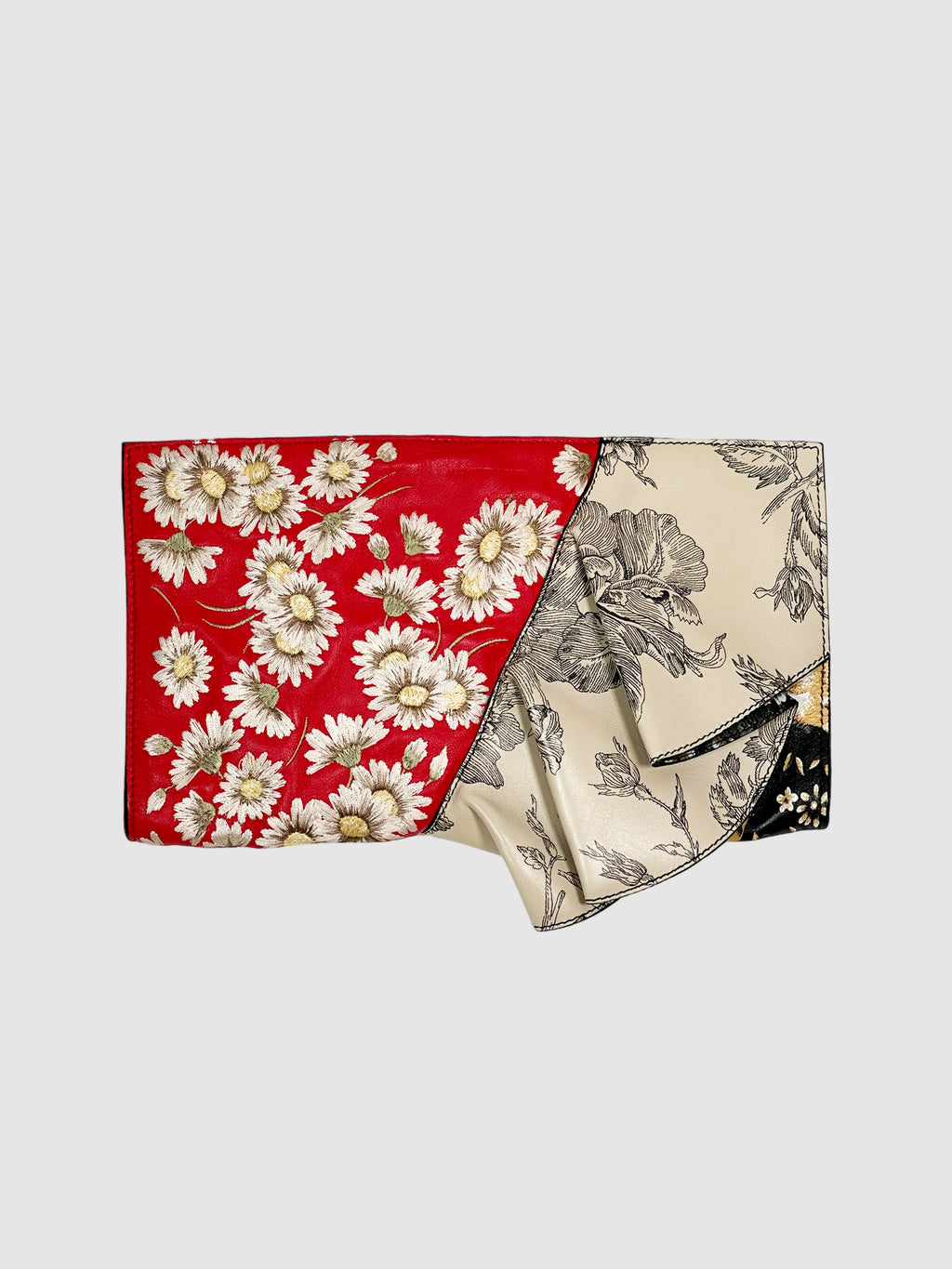 Patchwork Floral Leather Clutch