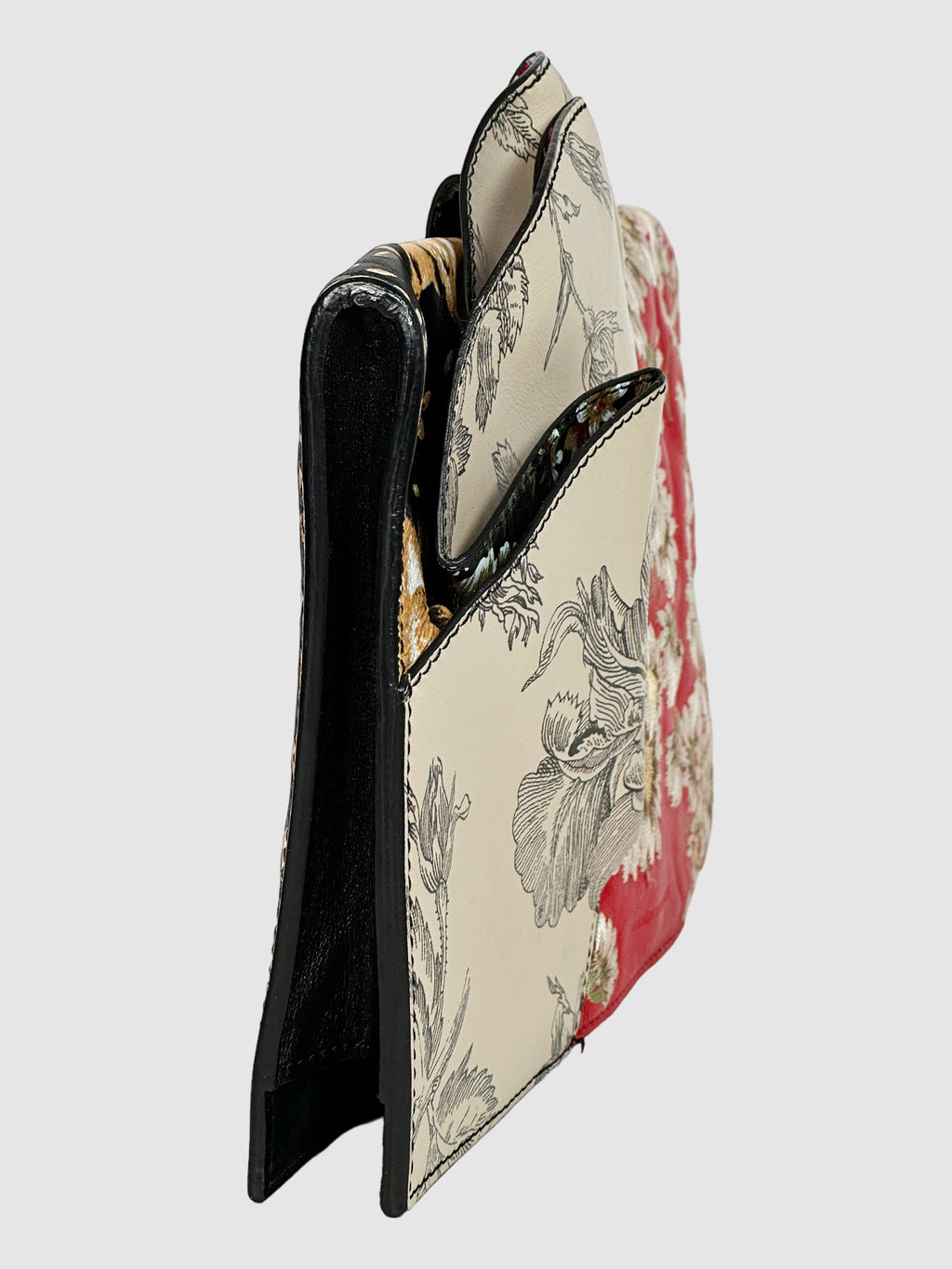 Patchwork Floral Leather Clutch