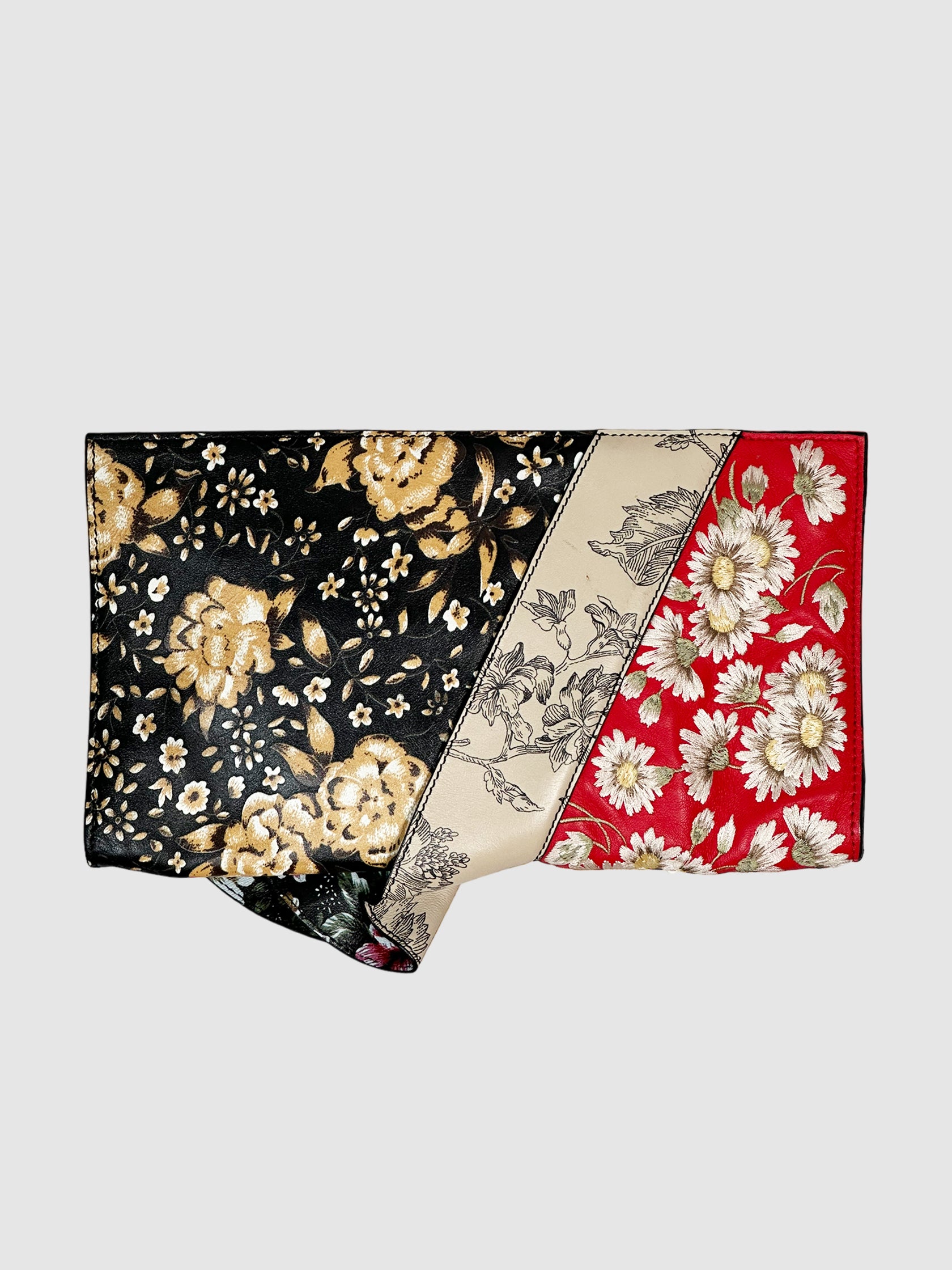Patchwork Floral Leather Clutch