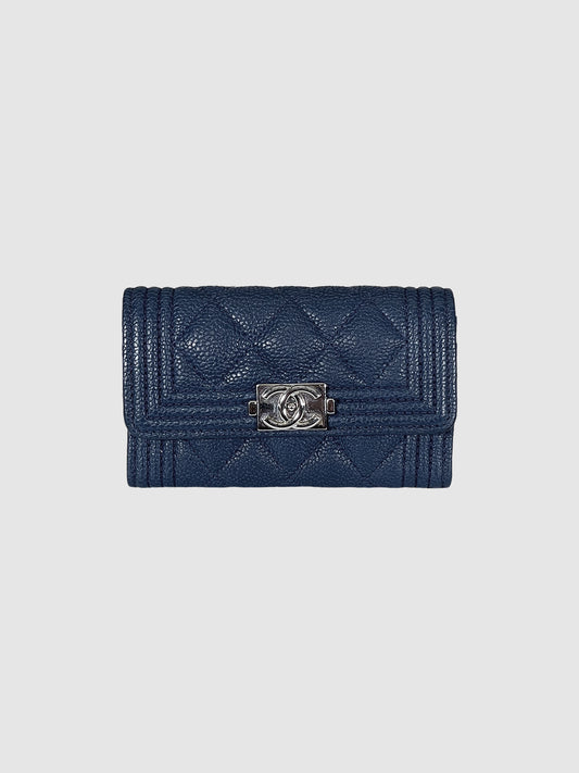 Caviar Quilted Small Boy Flap Wallet