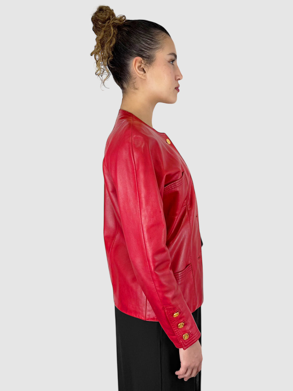 Leather Single-Breasted Jacket