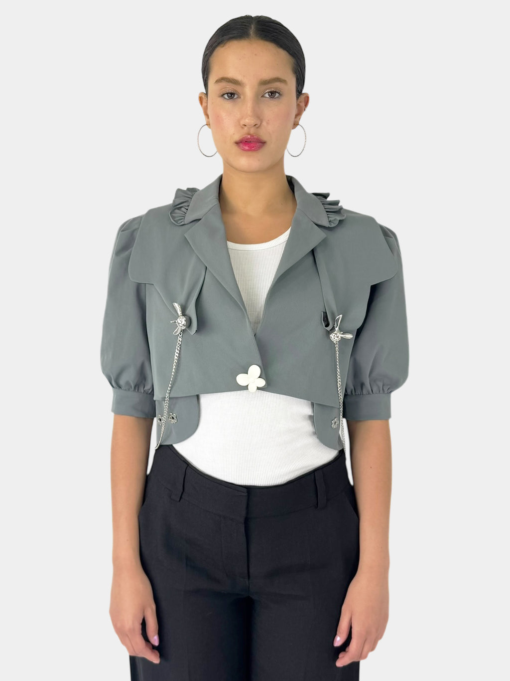 Cropped Single-Button Jacket